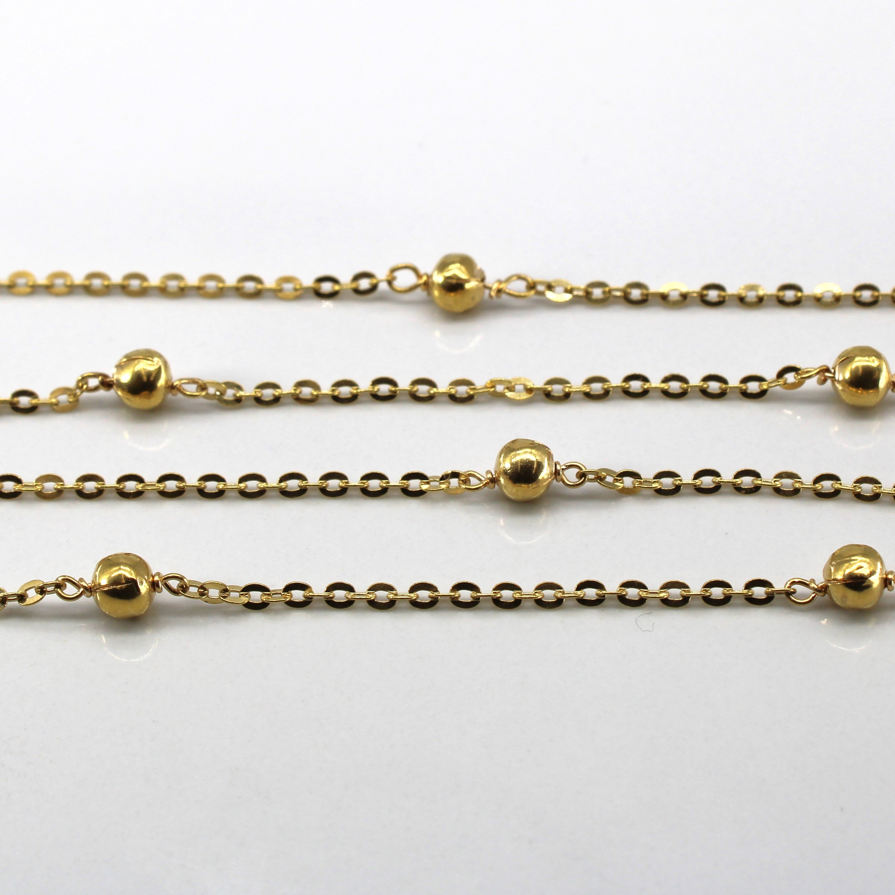 Rolo Chain with Beads Gold Necklace | 46"|