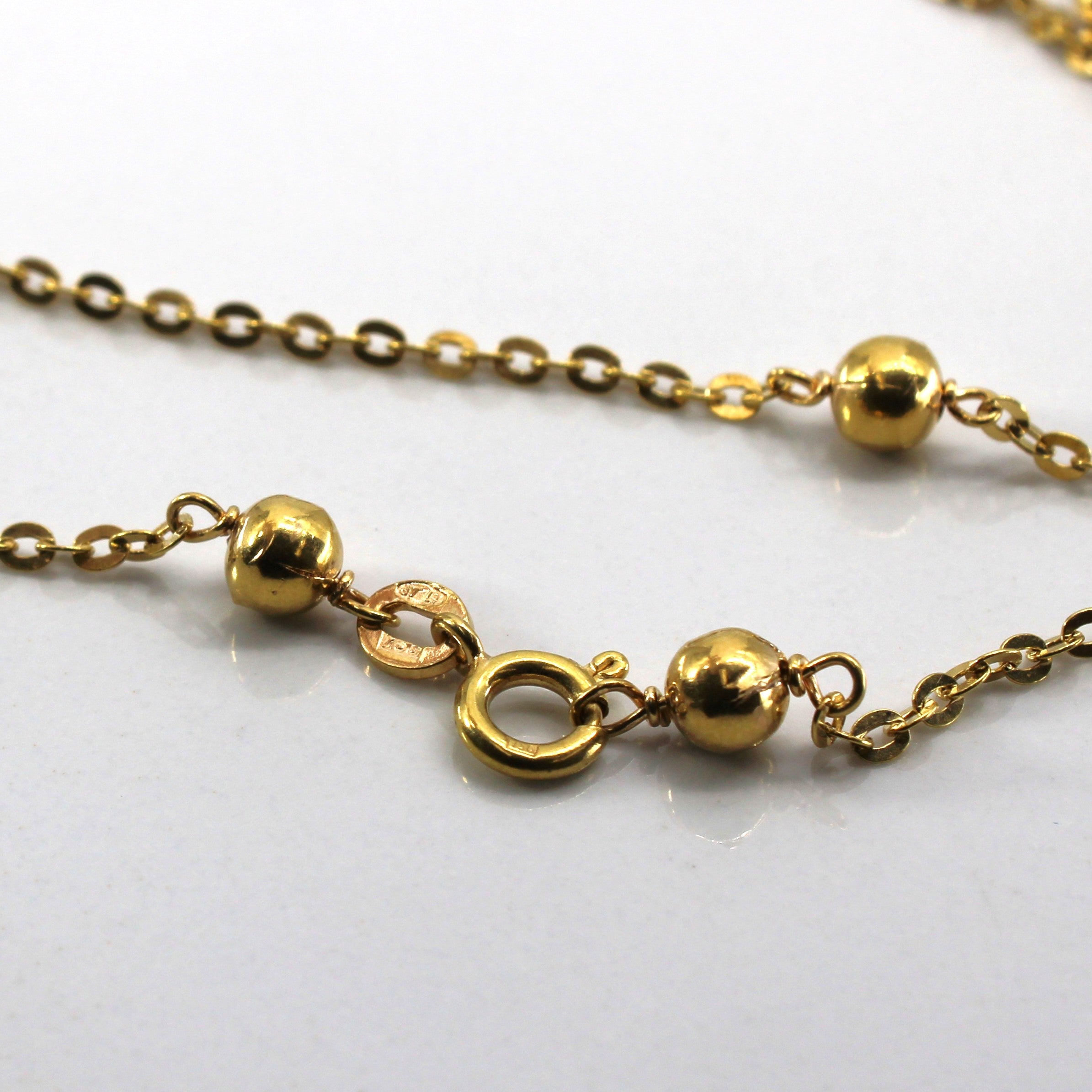 Rolo Chain with Beads Gold Necklace | 46"|