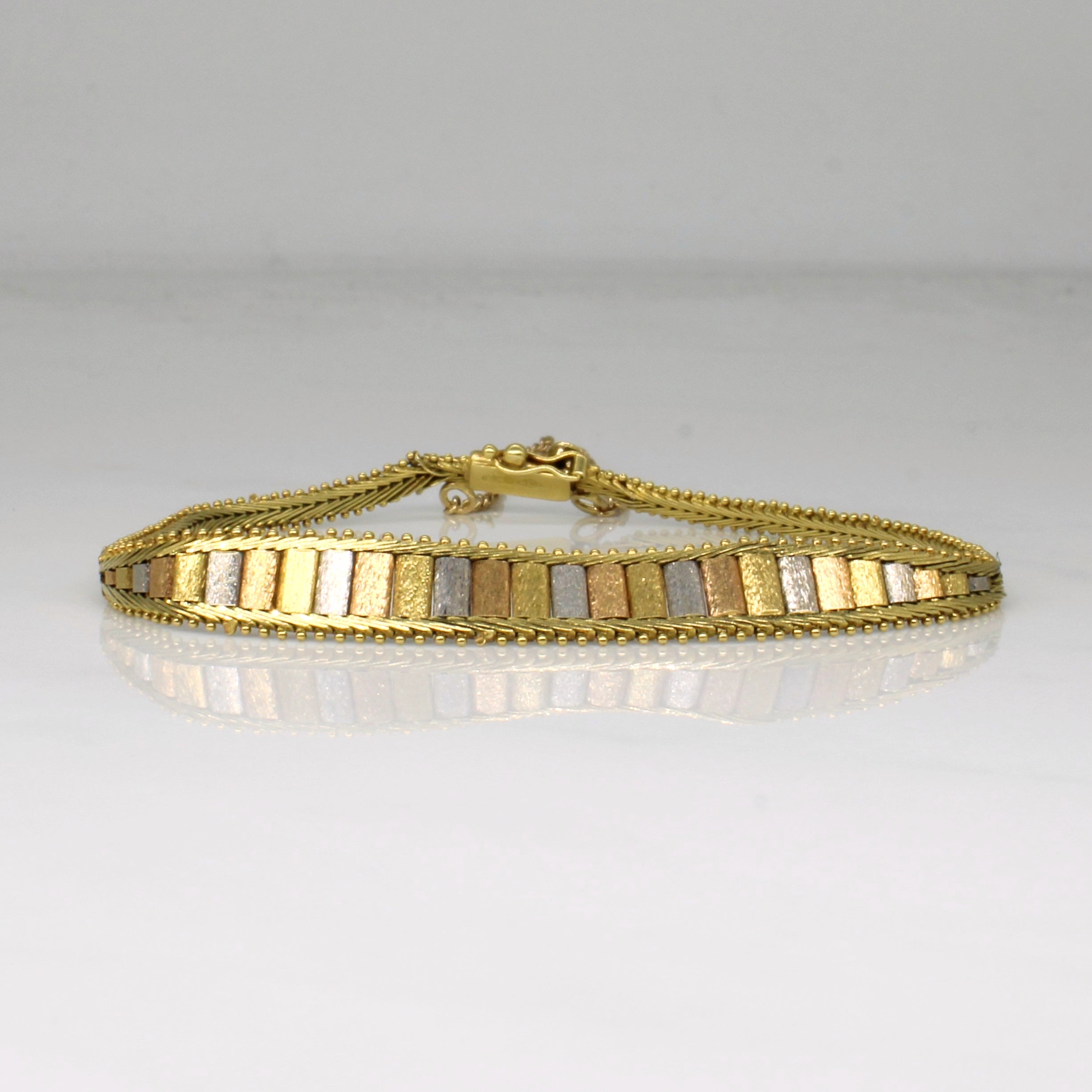 18k Tri Tone Gold Bracelet | 7.5" |