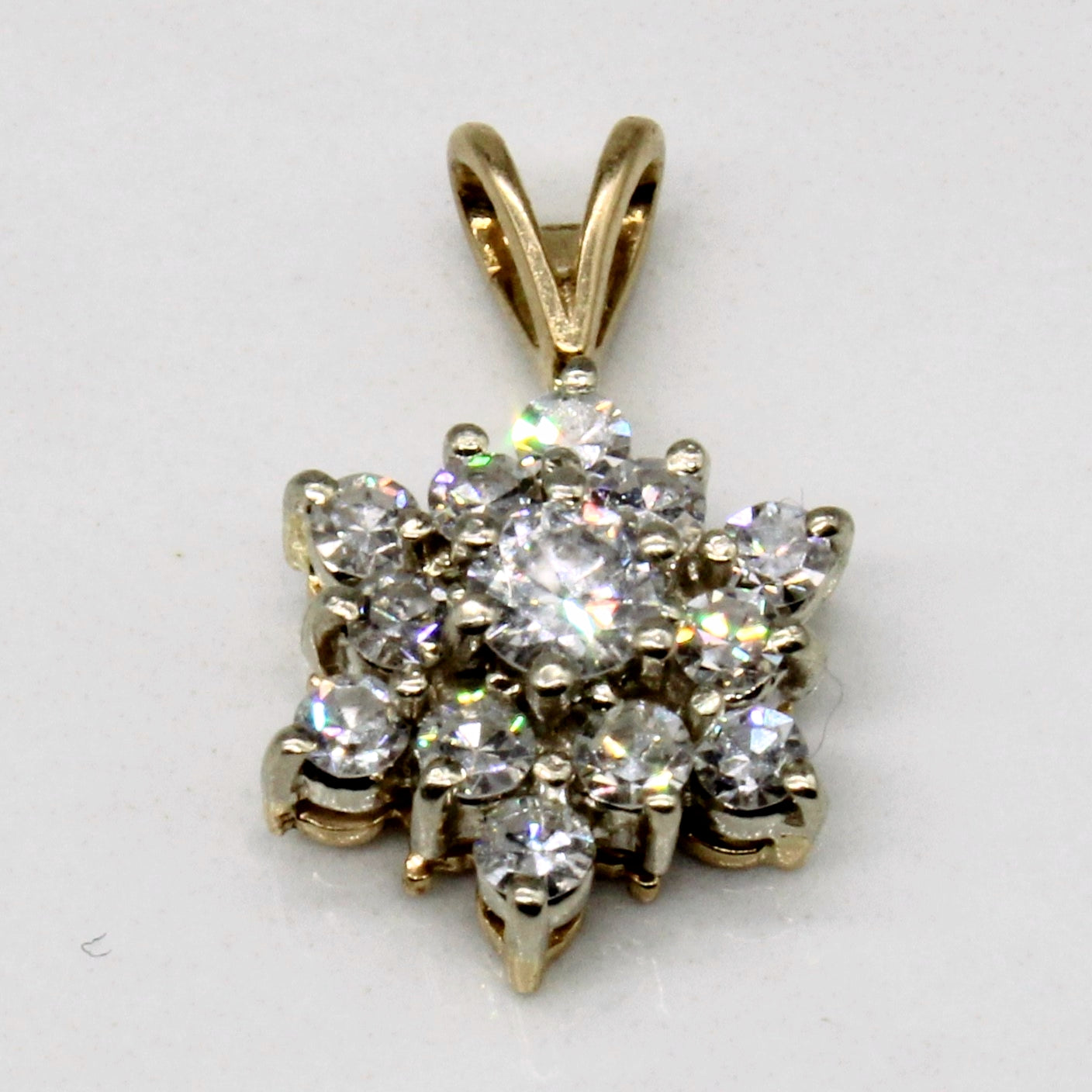 14k Snowflake Diamond Cluster Pendant | 0.65ctw |