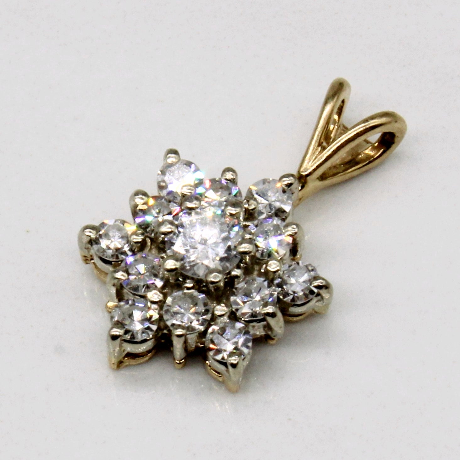 14k Snowflake Diamond Cluster Pendant | 0.65ctw |
