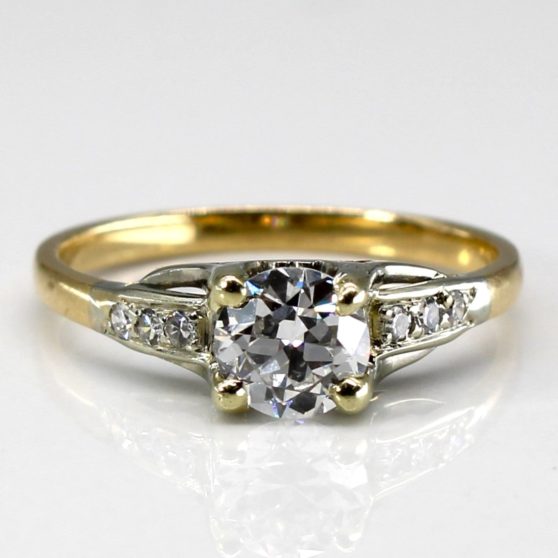 1930s Old European Cut Solitaire with Accents Diamond Ring | 0.66ctw VS2 H | SZ 5.5 |