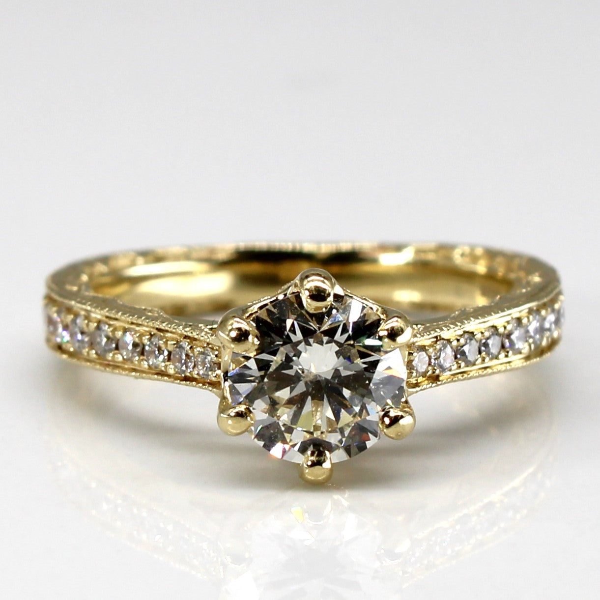 Cathedral Set Diamond Engagement Ring | 1.29ctw SI2 K | SZ 5.75 |