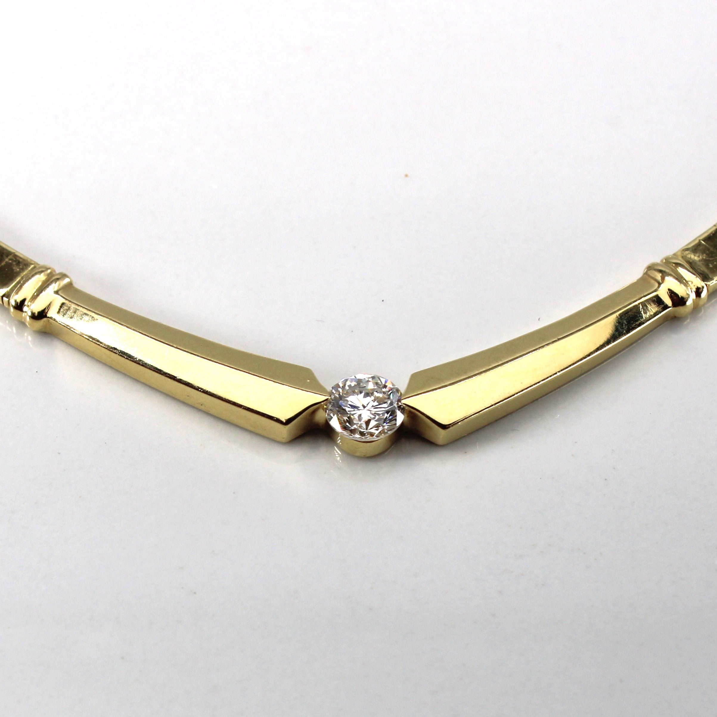 Solitaire Diamond Gold Necklace |0.67ct SI2/I1 I/J | 17"|