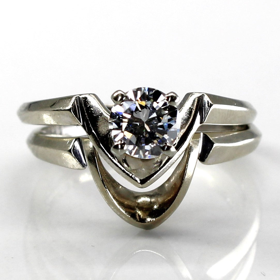 Solitaire Diamond Chevron Gold Ring Set | 0.48ct | SZ 5 |