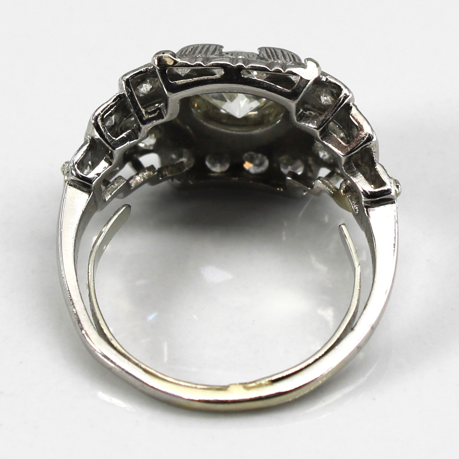 Art Deco Old European Cut Diamond Ring in Platinum | 1.46ctw SI2 I/J | SZ 5 |
