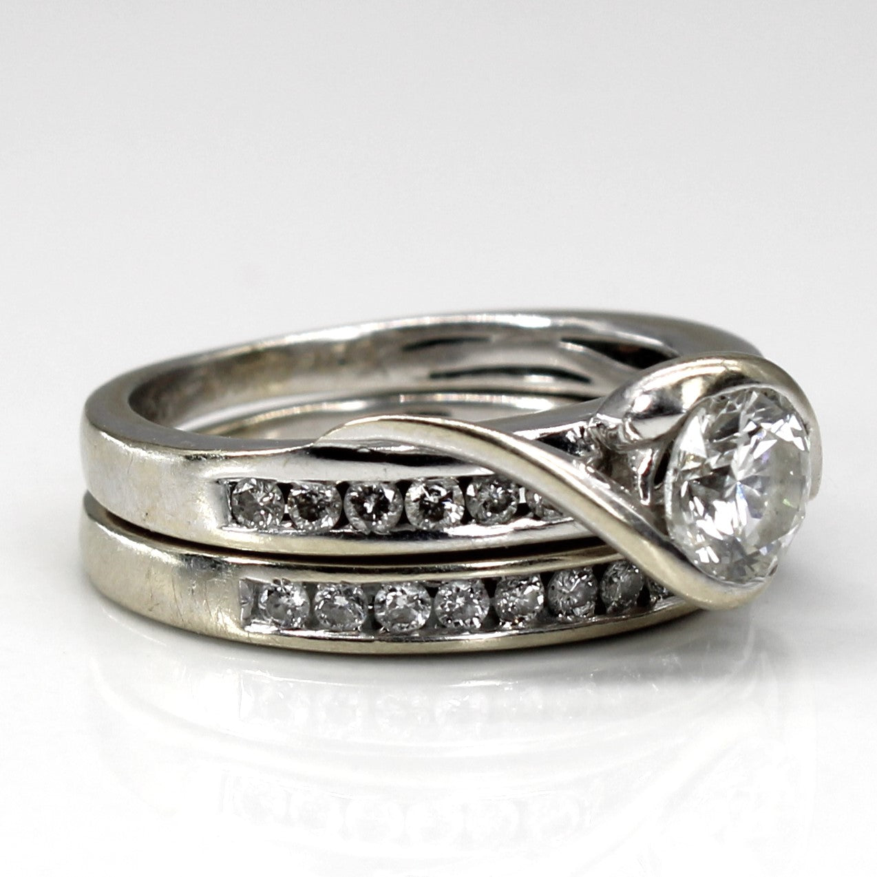 Channel Diamond Engagement Ring Set | 1.06ctw I1 H | SZ 4.5 |