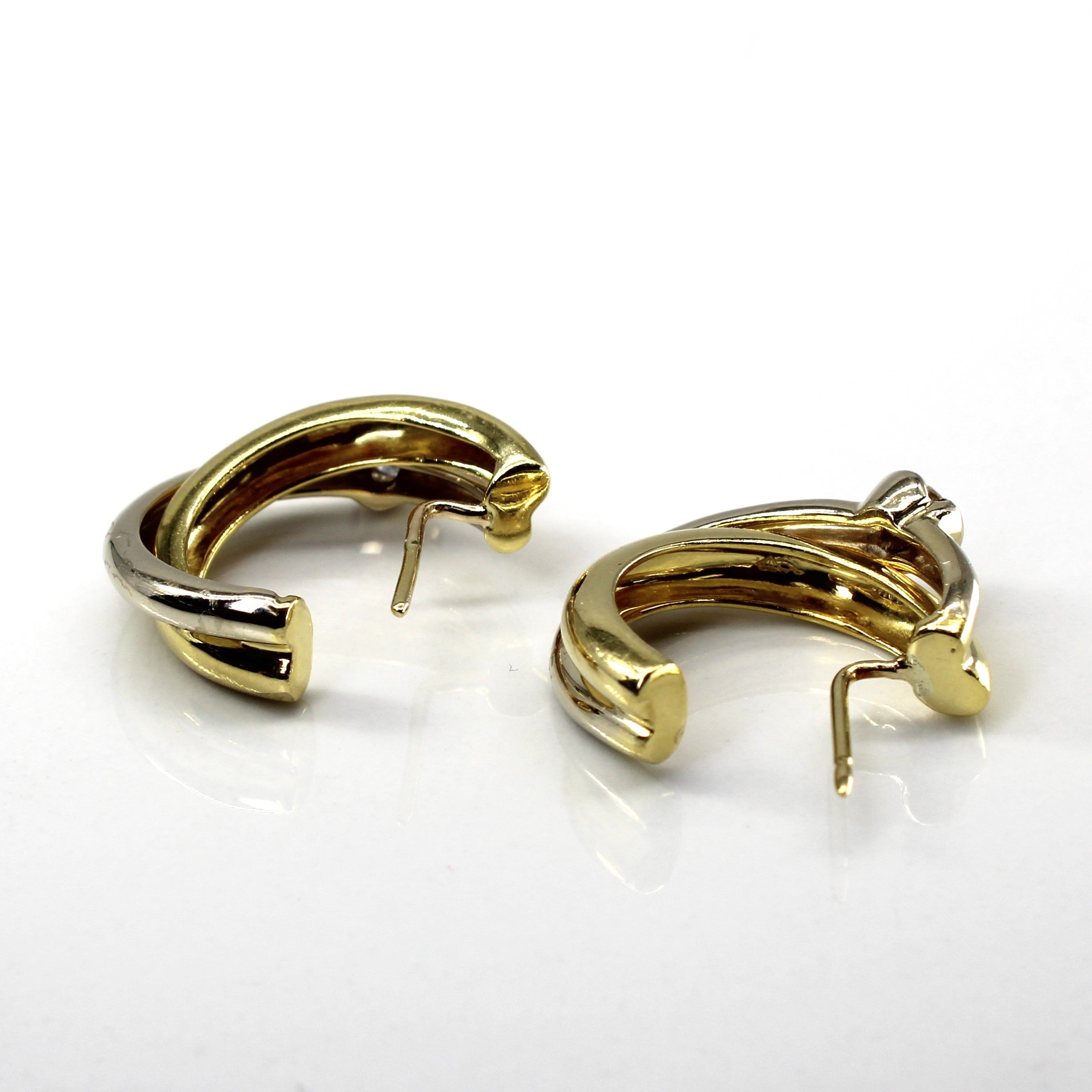 Bezel Set Diamond Semi Hoop Earrings | 0.34ctw |