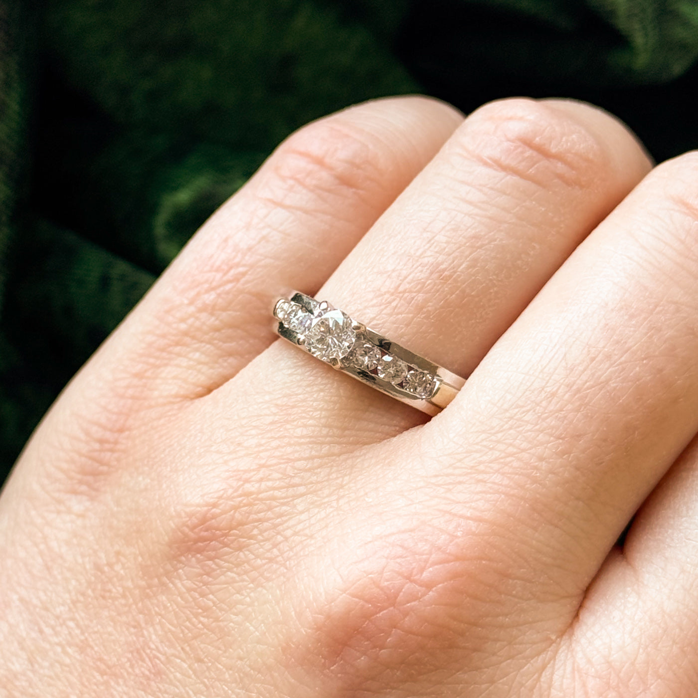 High Set Diamond Accented Engagement Ring | 0.35ct VS1 F/G, 0/42ctw | SZ 8 |