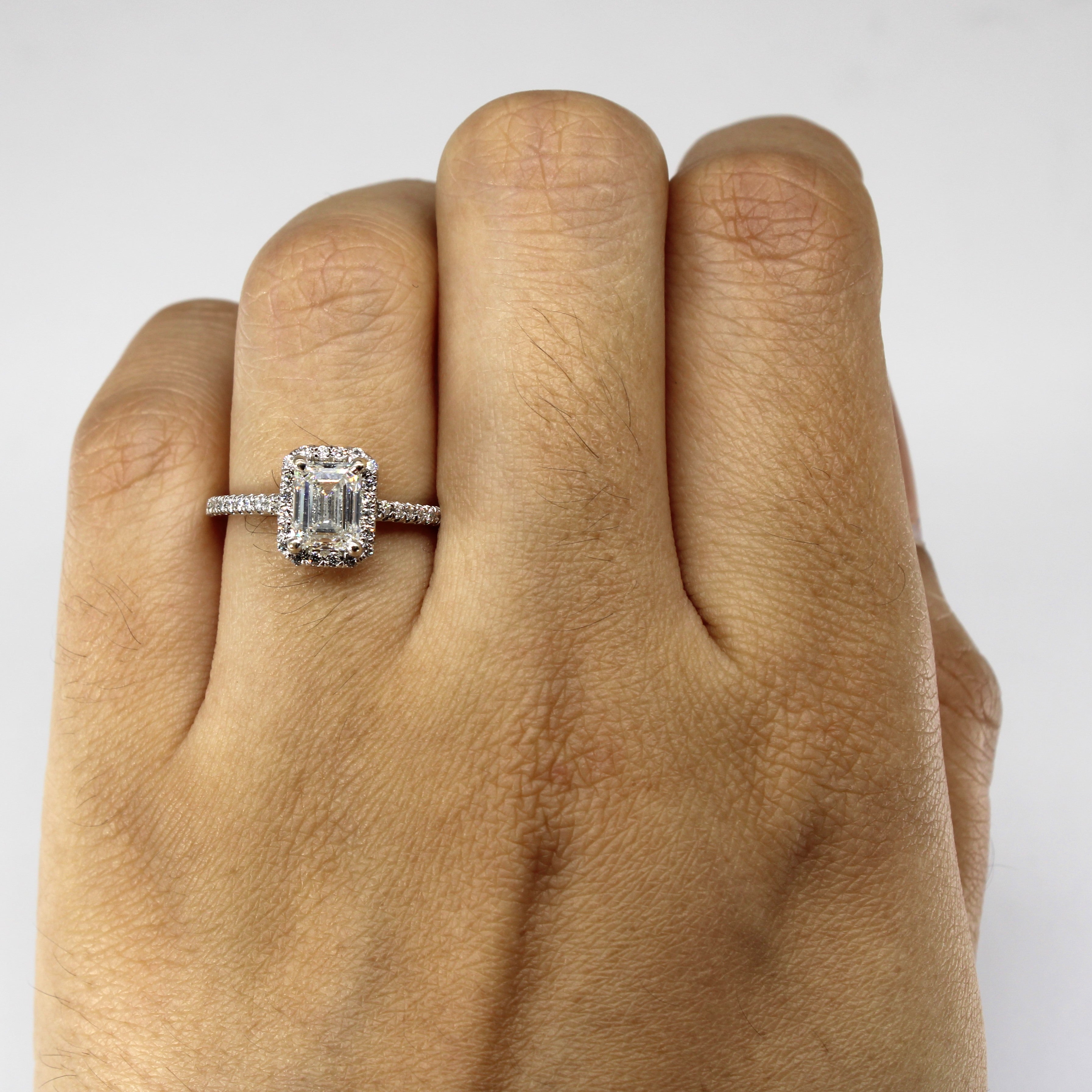 Halo Diamond Engagement Ring | 1.57ctw VVS2 H | SZ 5.25 |