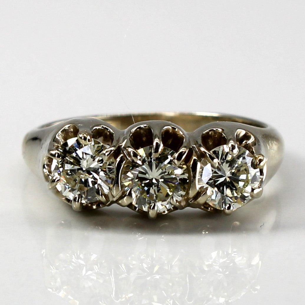 Bague vintage trois diamants | 0,87 ct | Taille 4,75 |