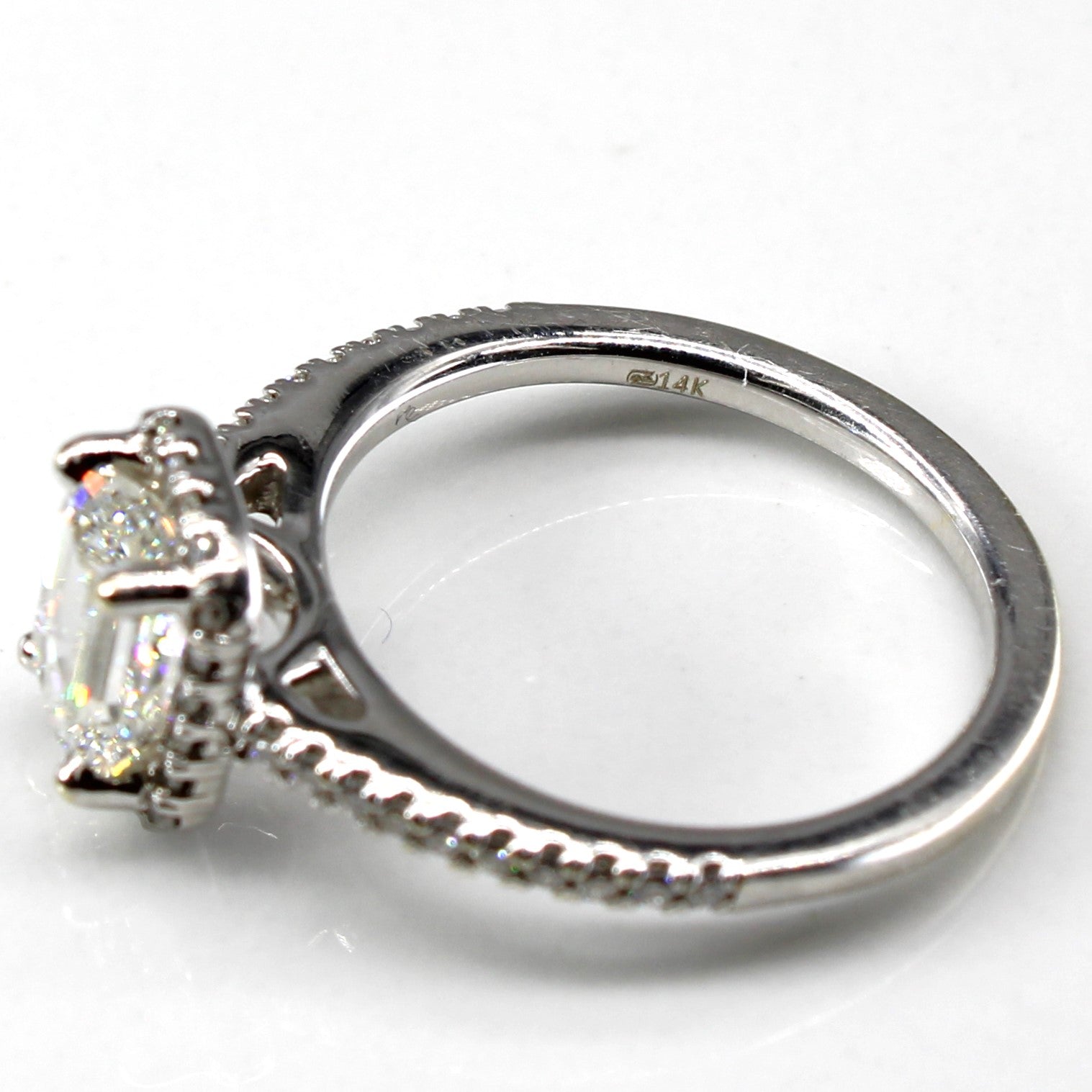 Halo Diamond Engagement Ring | 1.57ctw VVS2 H | SZ 5.25 |
