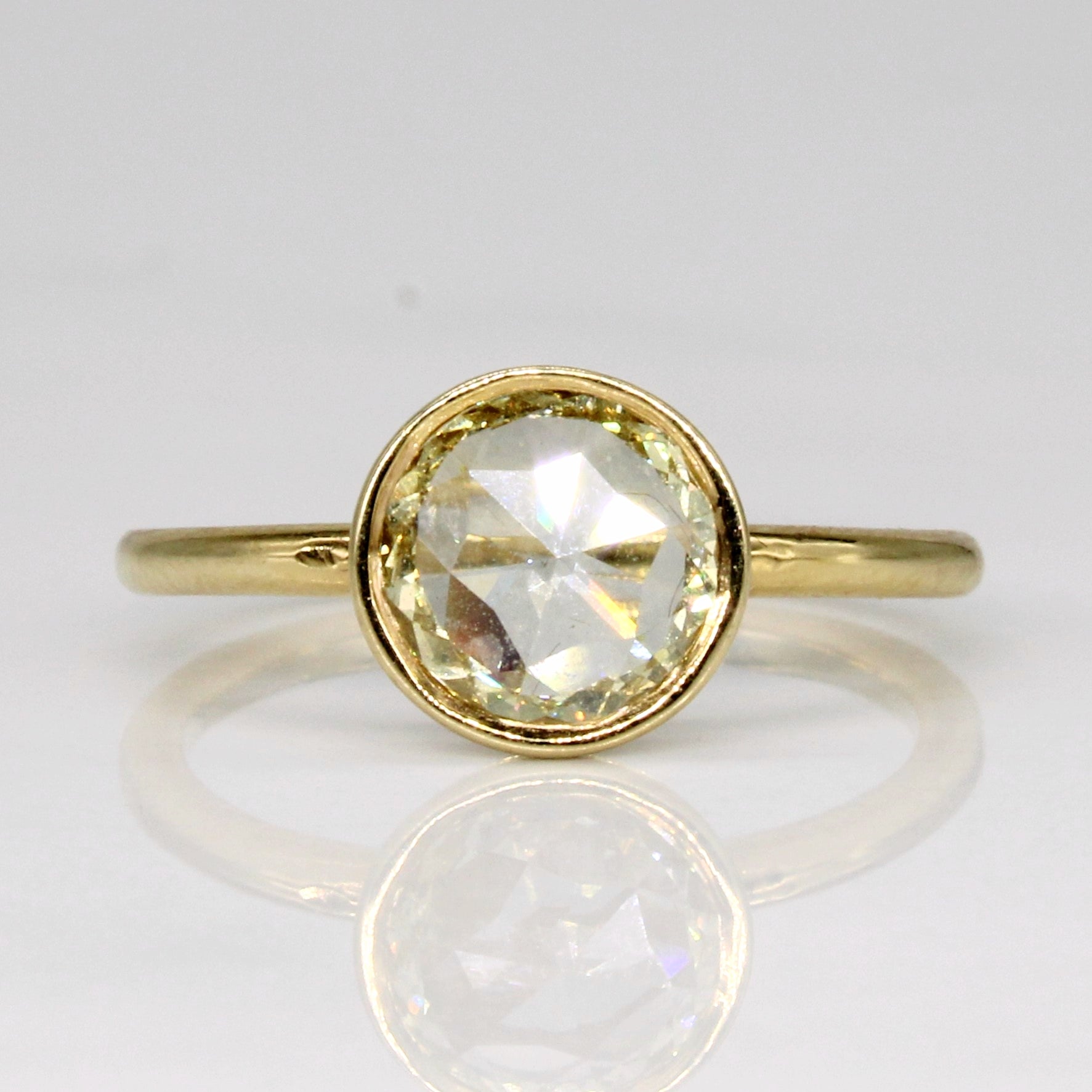 Antique Rose Cut Diamond Engagement Ring | 0.60ct Light Yellow VS2 | SZ 5.75 |