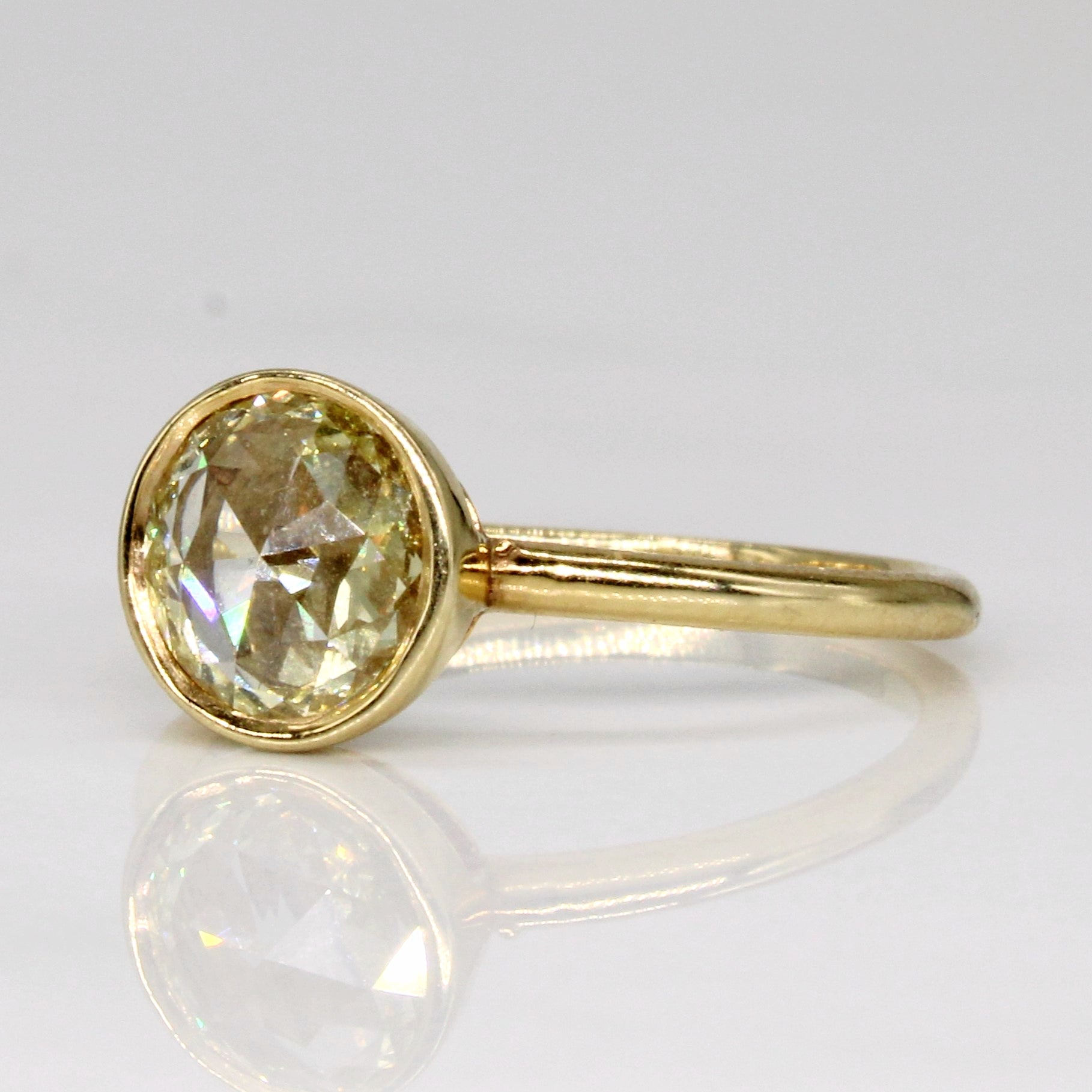 Antique Rose Cut Diamond Engagement Ring | 0.60ct Light Yellow VS2 | SZ 5.75 |