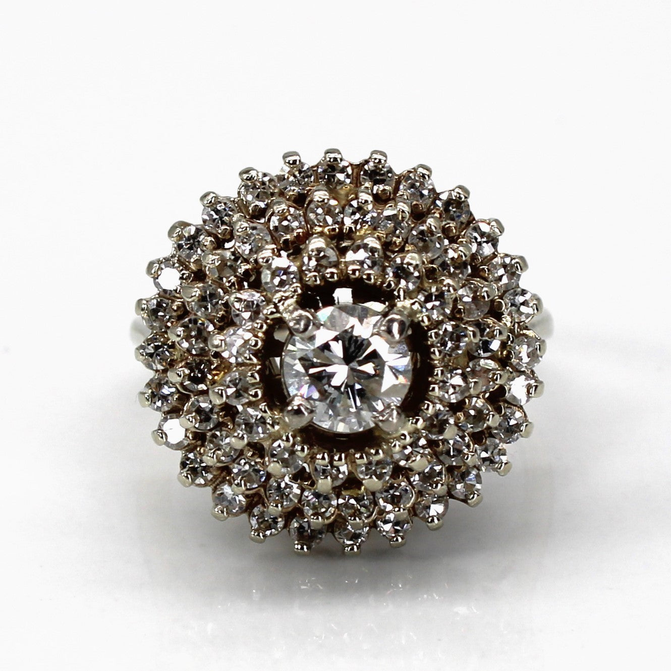 Bague cocktail sertie de diamants en grappe | 1,28 ct | Taille 5 |