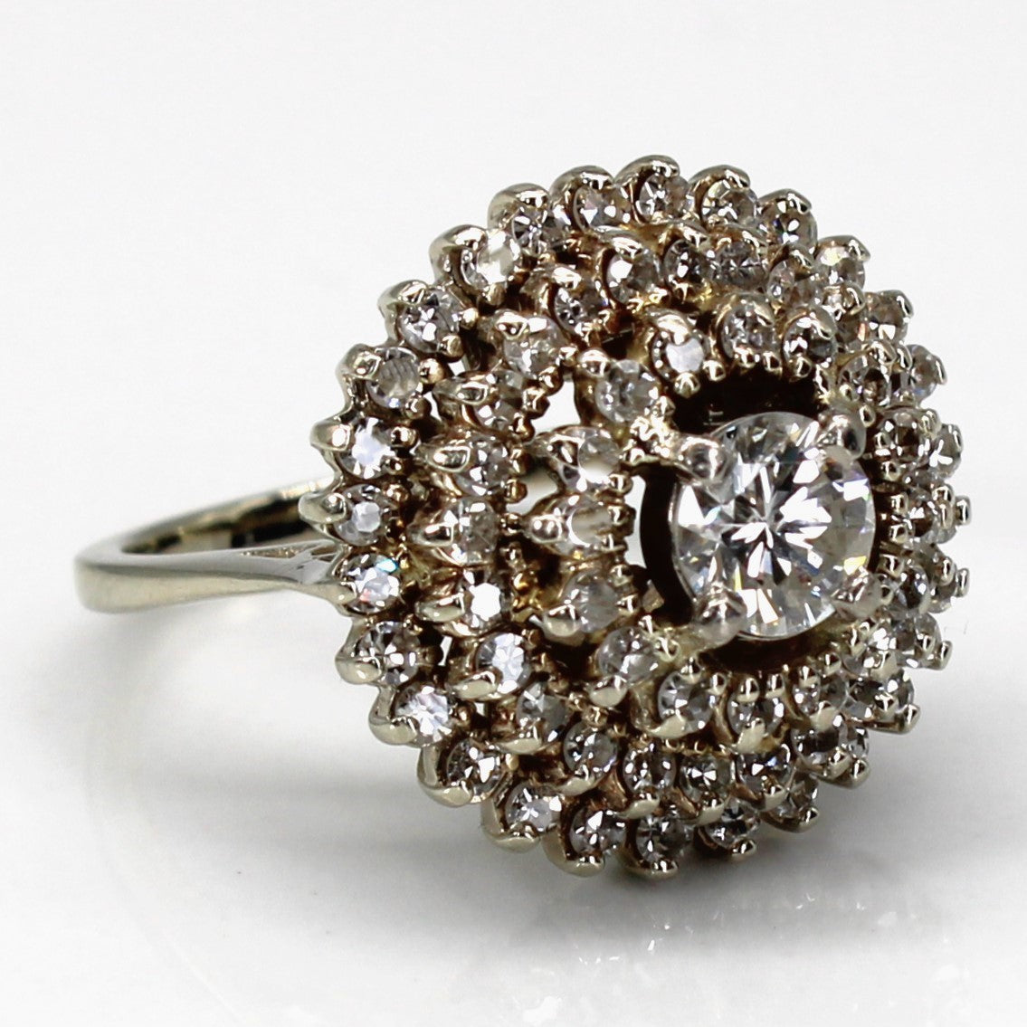 Bague cocktail sertie de diamants en grappe | 1,28 ct | Taille 5 |