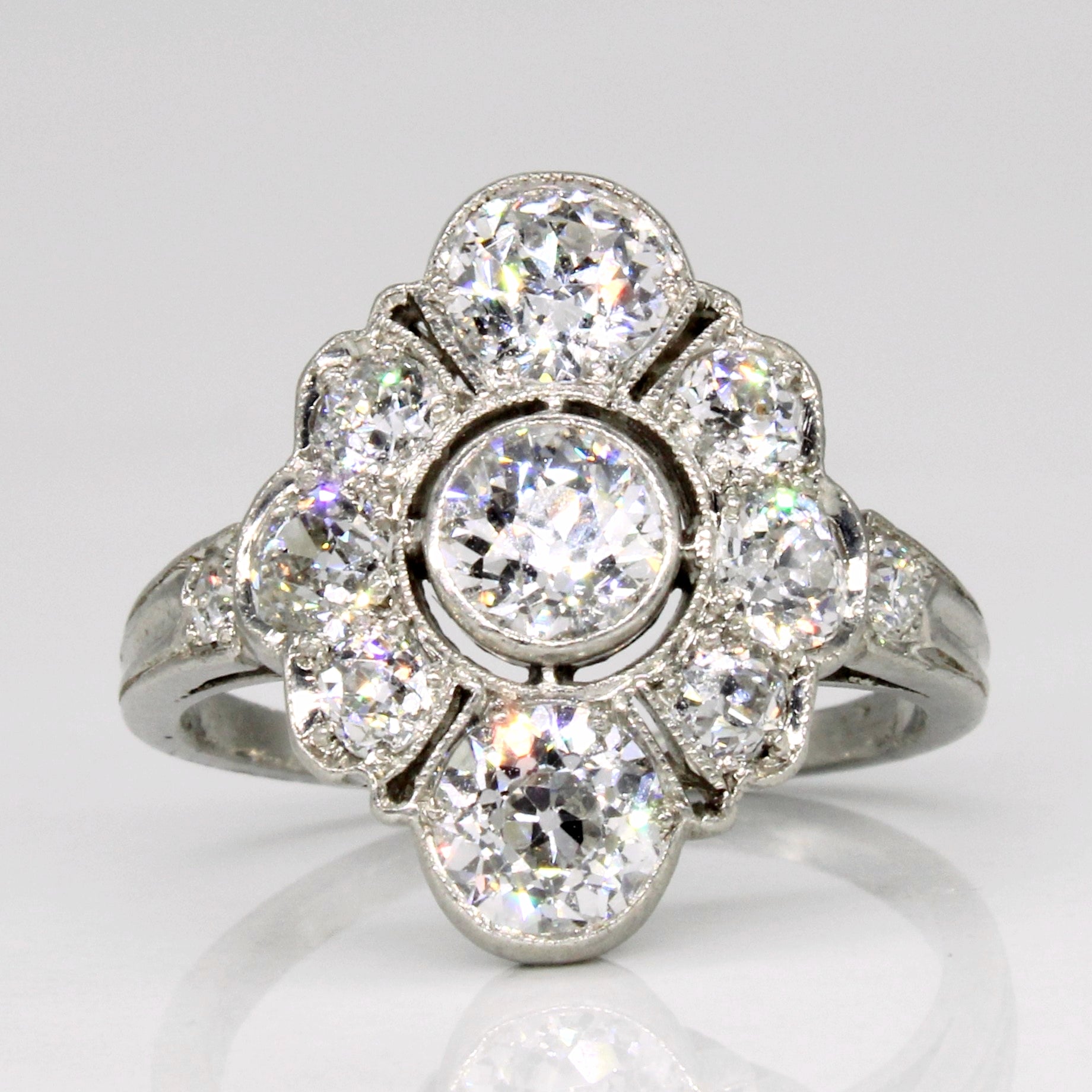Art Deco Old European Cut Diamond Engagement Ring | 2.08ctw VS G/H | SZ 5 |