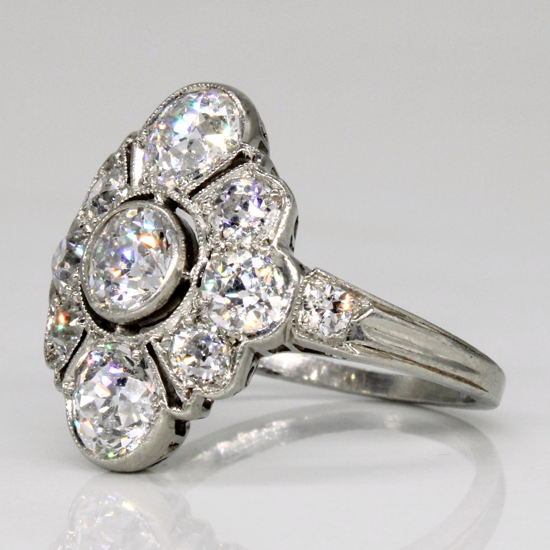 Art Deco Old European Cut Diamond Engagement Ring | 2.08ctw VS G/H | SZ 5 |