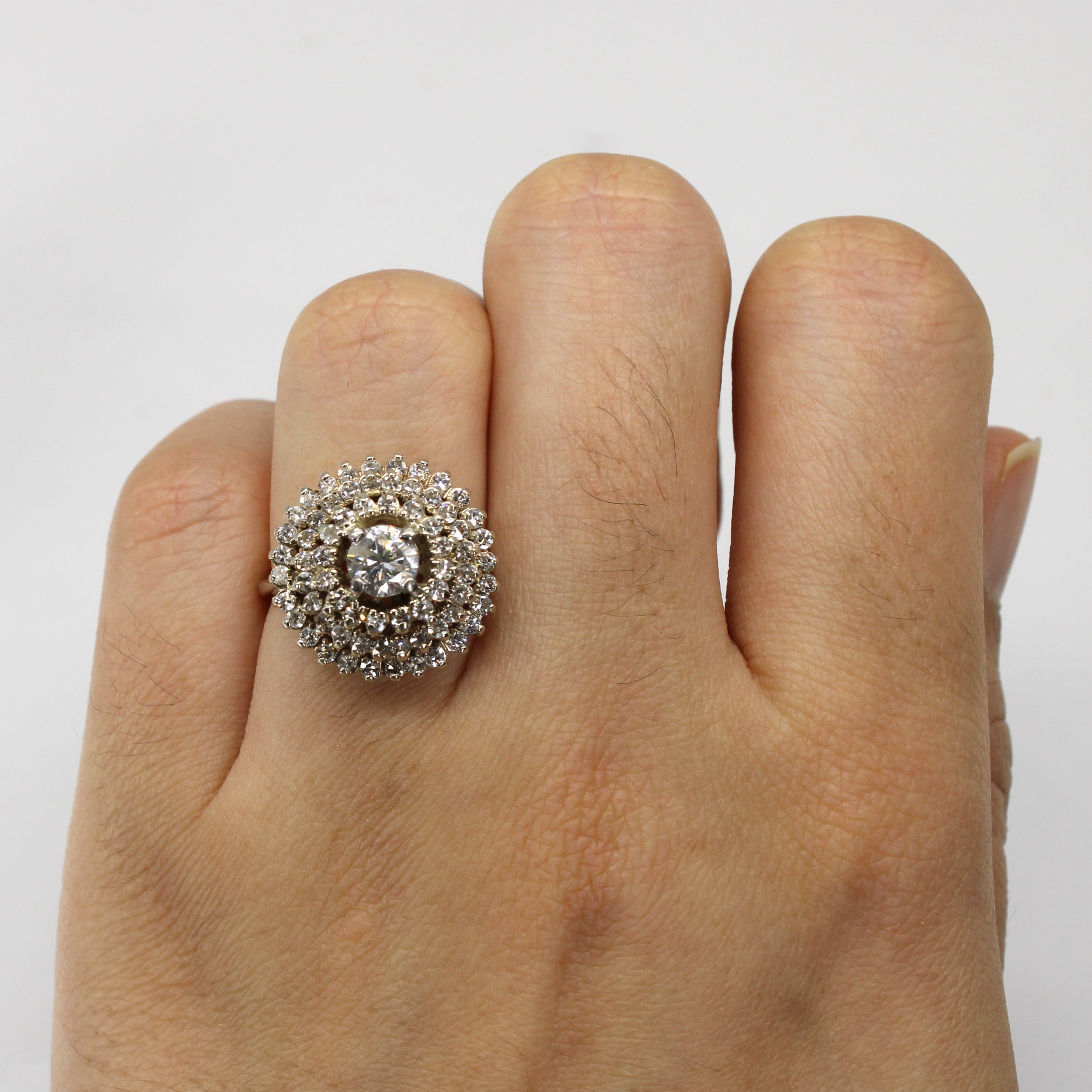 Bague cocktail sertie de diamants en grappe | 1,28 ct | Taille 5 |