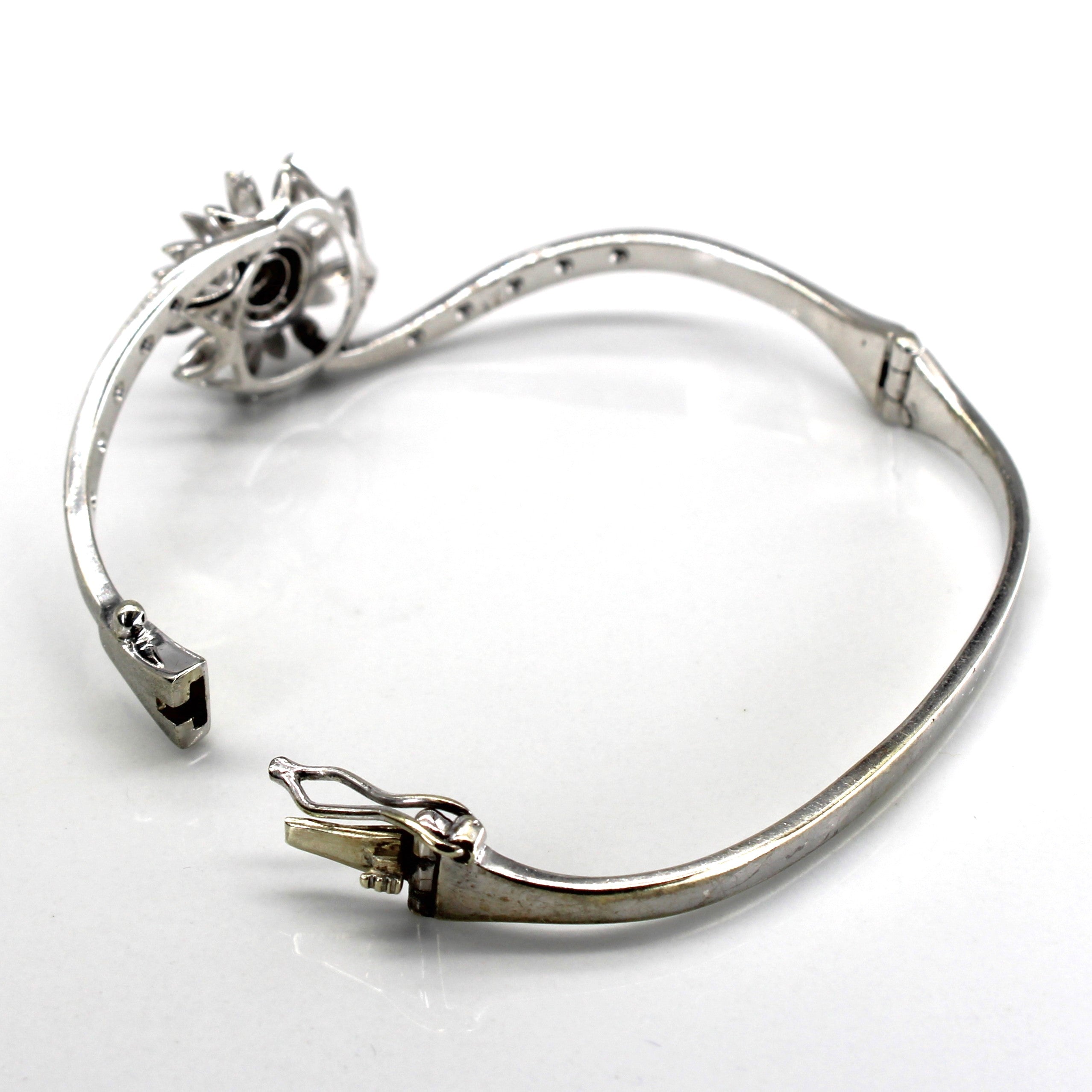 Flower Design Diamond Bypass Bangle | 0.34ctw | 6.5"|