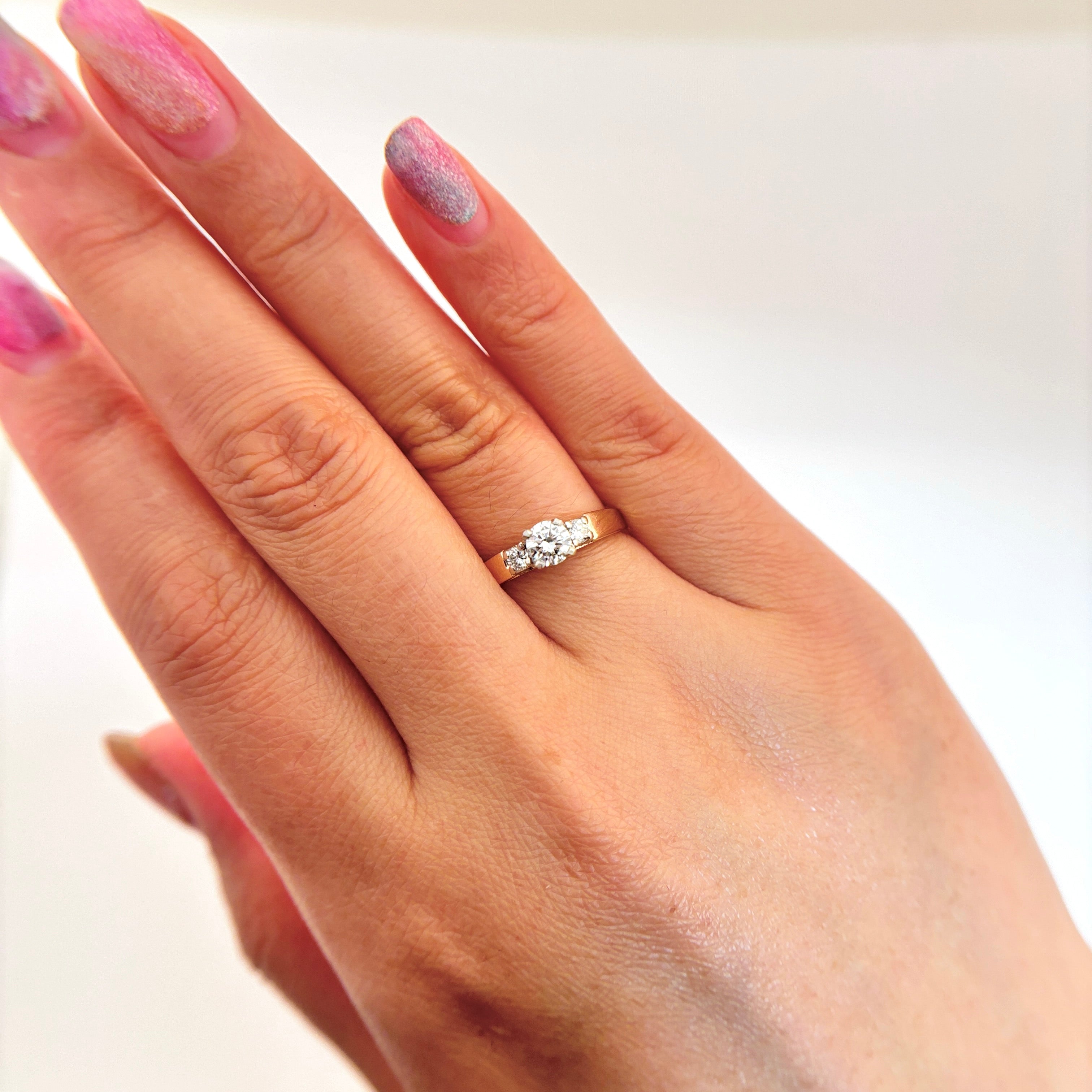 14K Yellow Gold Trio Diamond Ring | 0.49 ctw | SZ 7.25 |