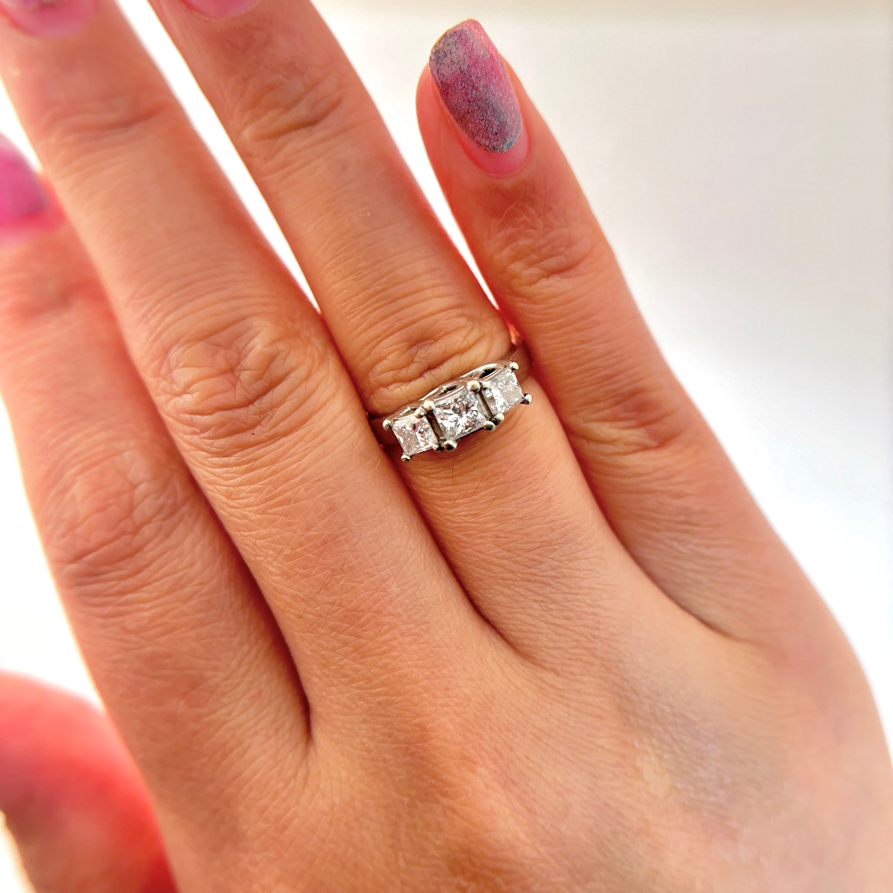 14K White Gold Trio Diamond Ring | 0.92 ctw | SZ 5.5 |