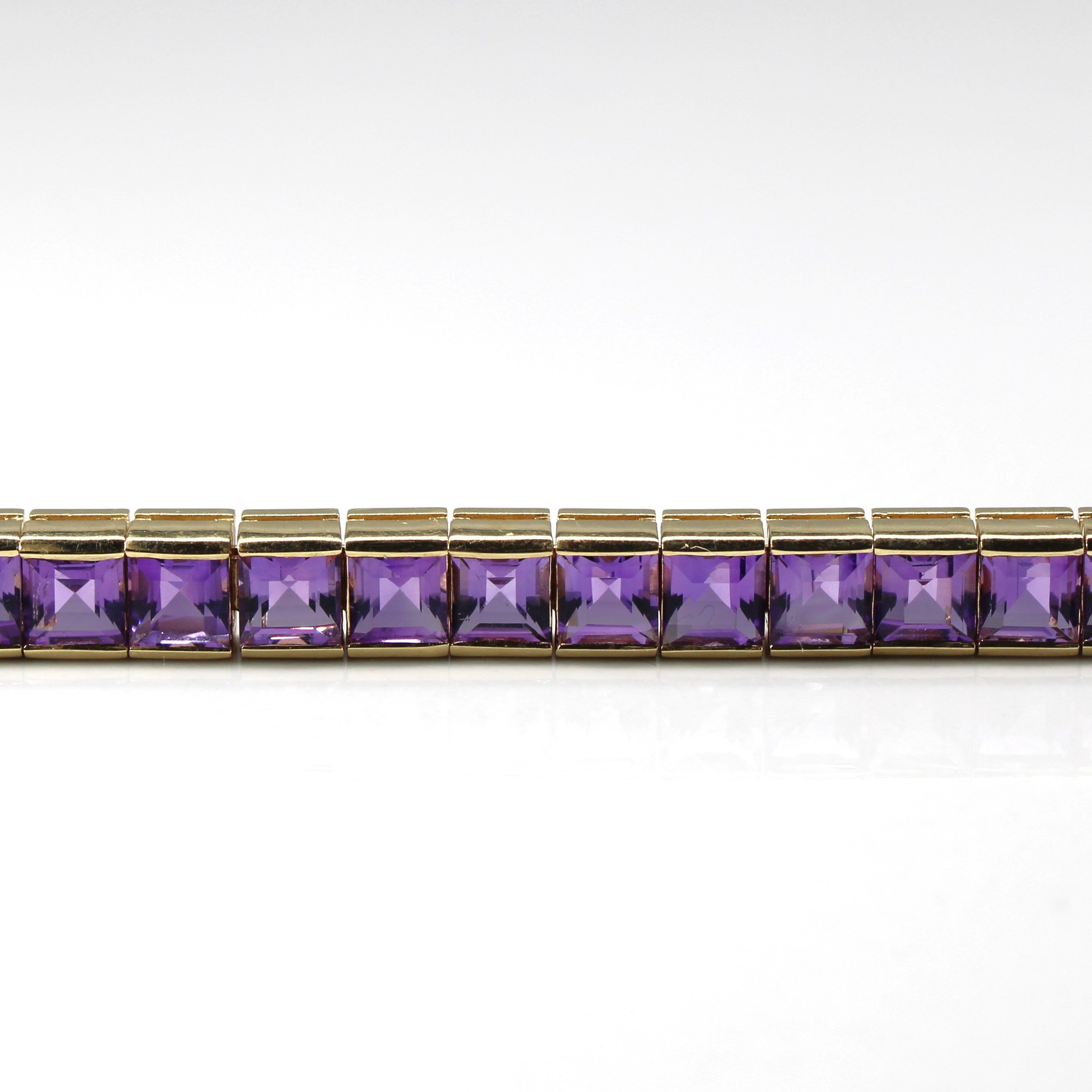 Semi Bezel Amethyst Chain Bracelet | 11.00ctw | 7"|