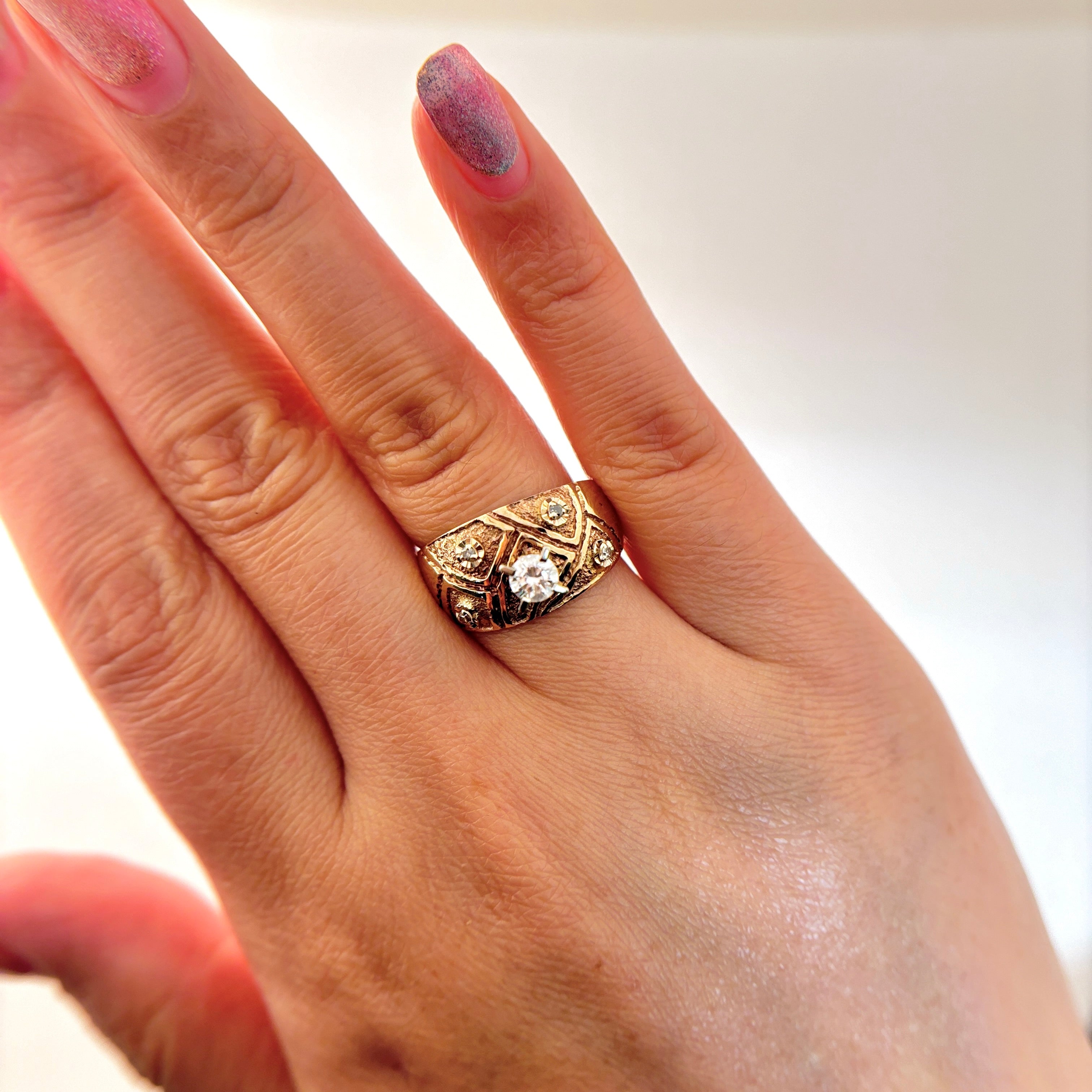 10K Yellow and White Gold Diamond Ring | 0.39 ctw | SZ 8 |