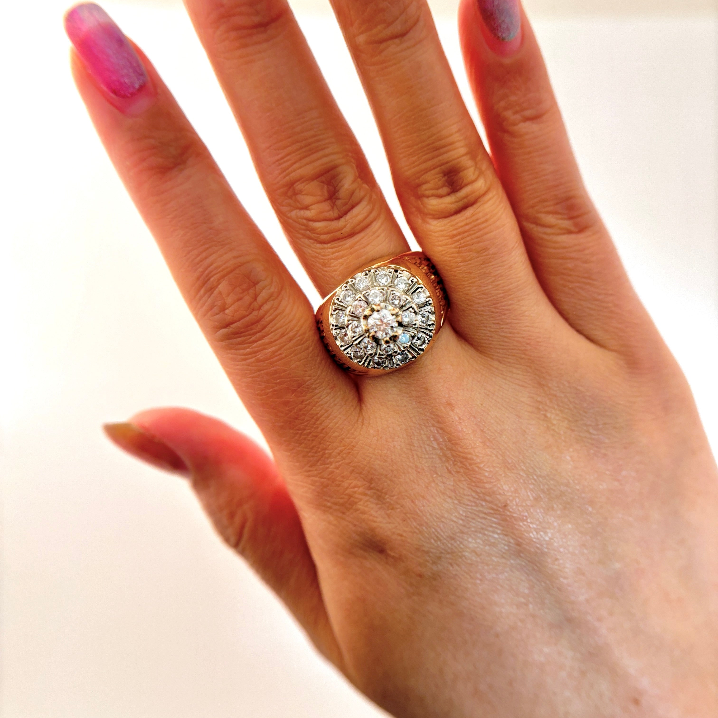 10K Yellow and White Gold Diamond Ring | 1.43 ctw | SZ 12 |