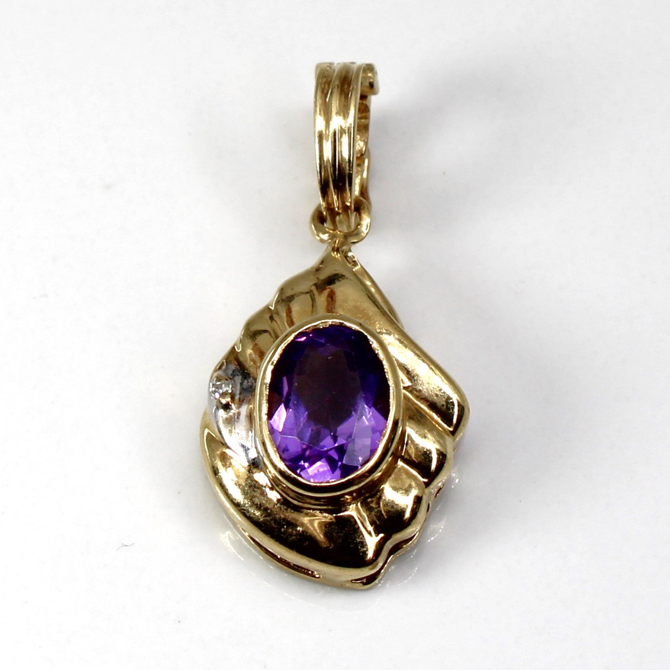 Bezel Set Amethyst & Diamond Pendant | 2.50ct | 0.01ct |