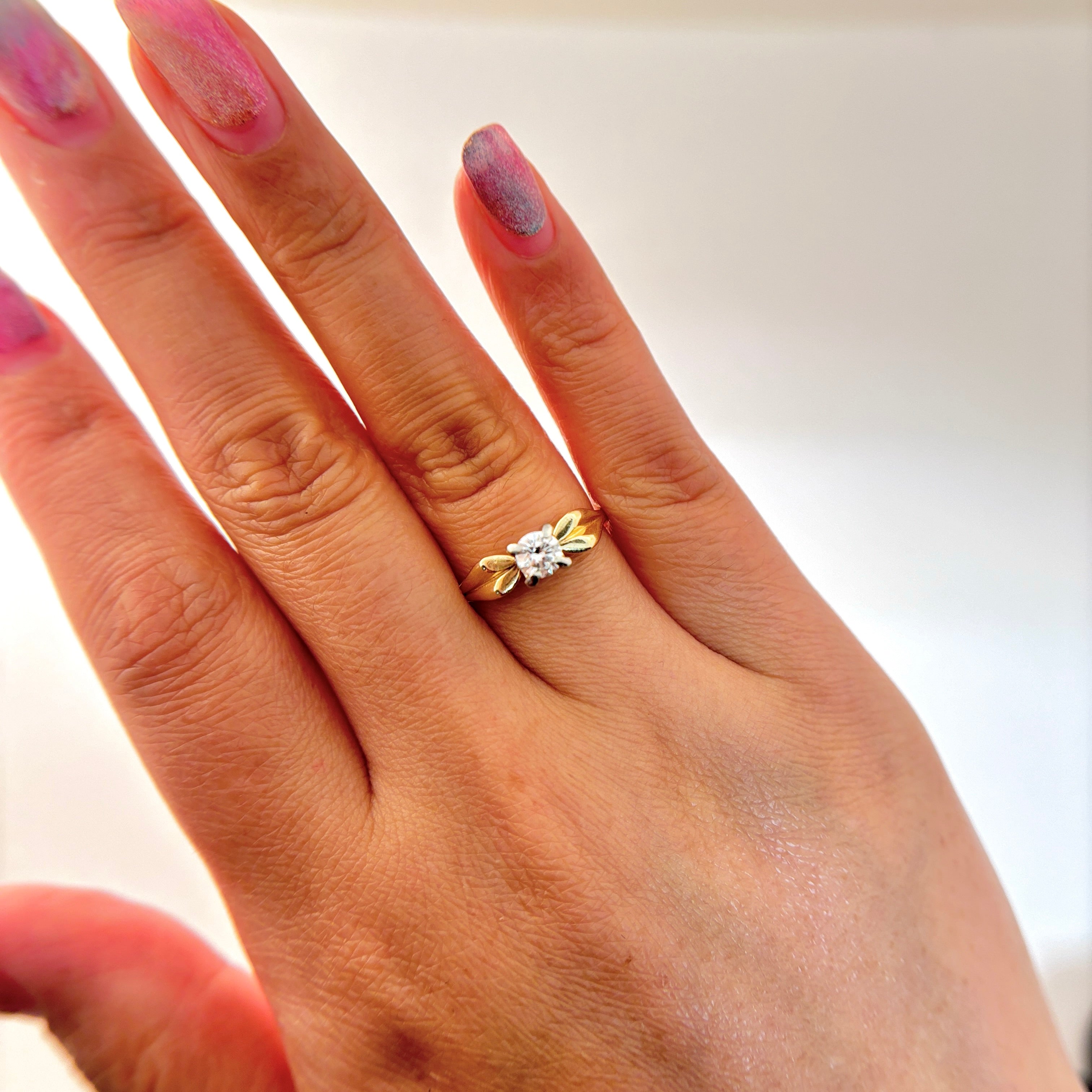14K Yellow and White Gold 4-Prong Diamond Ring | 0.37 ct | SZ 8 |