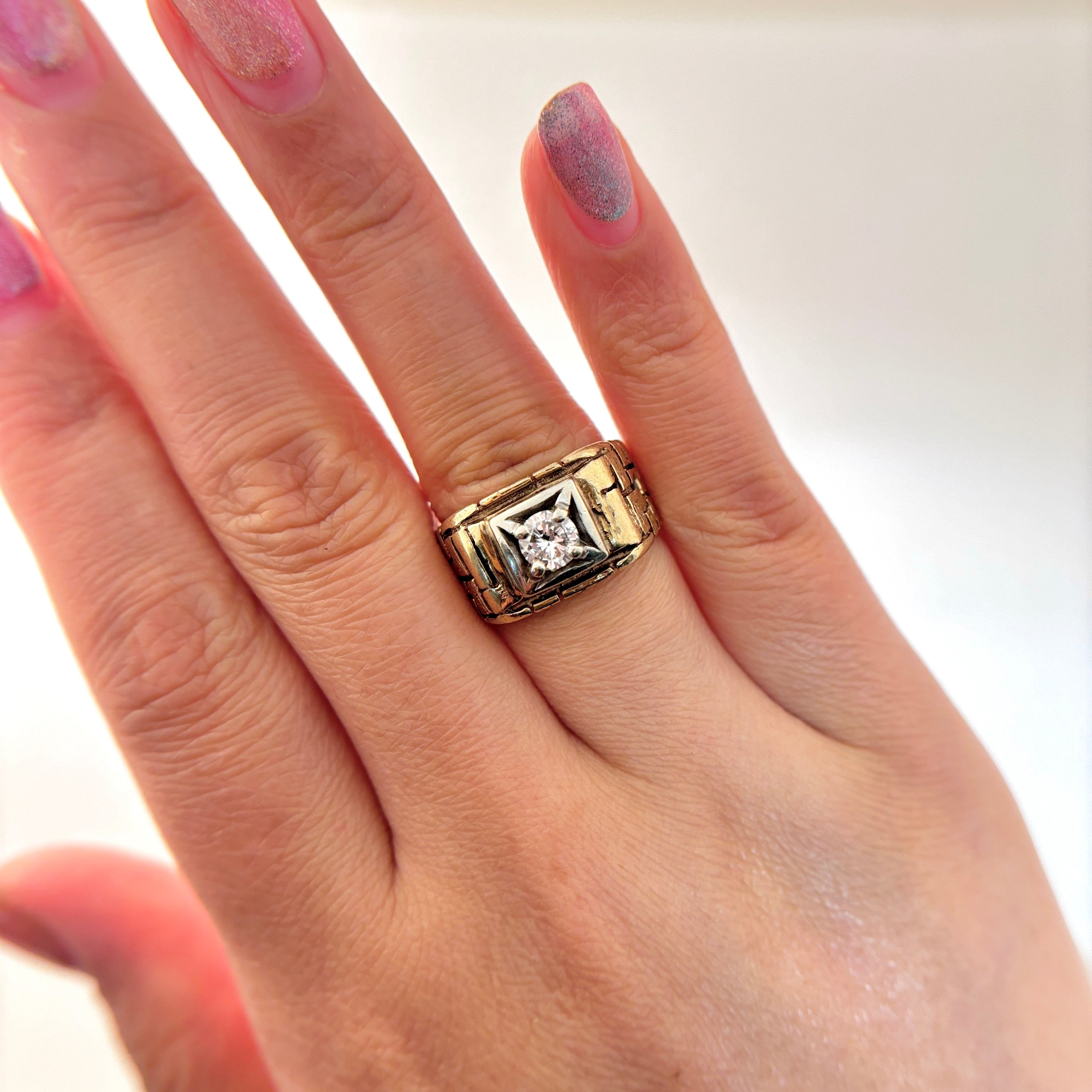 10K Yellow and White Gold 4-Prong Diamond Ring | 0.48 ct | SZ 6 |