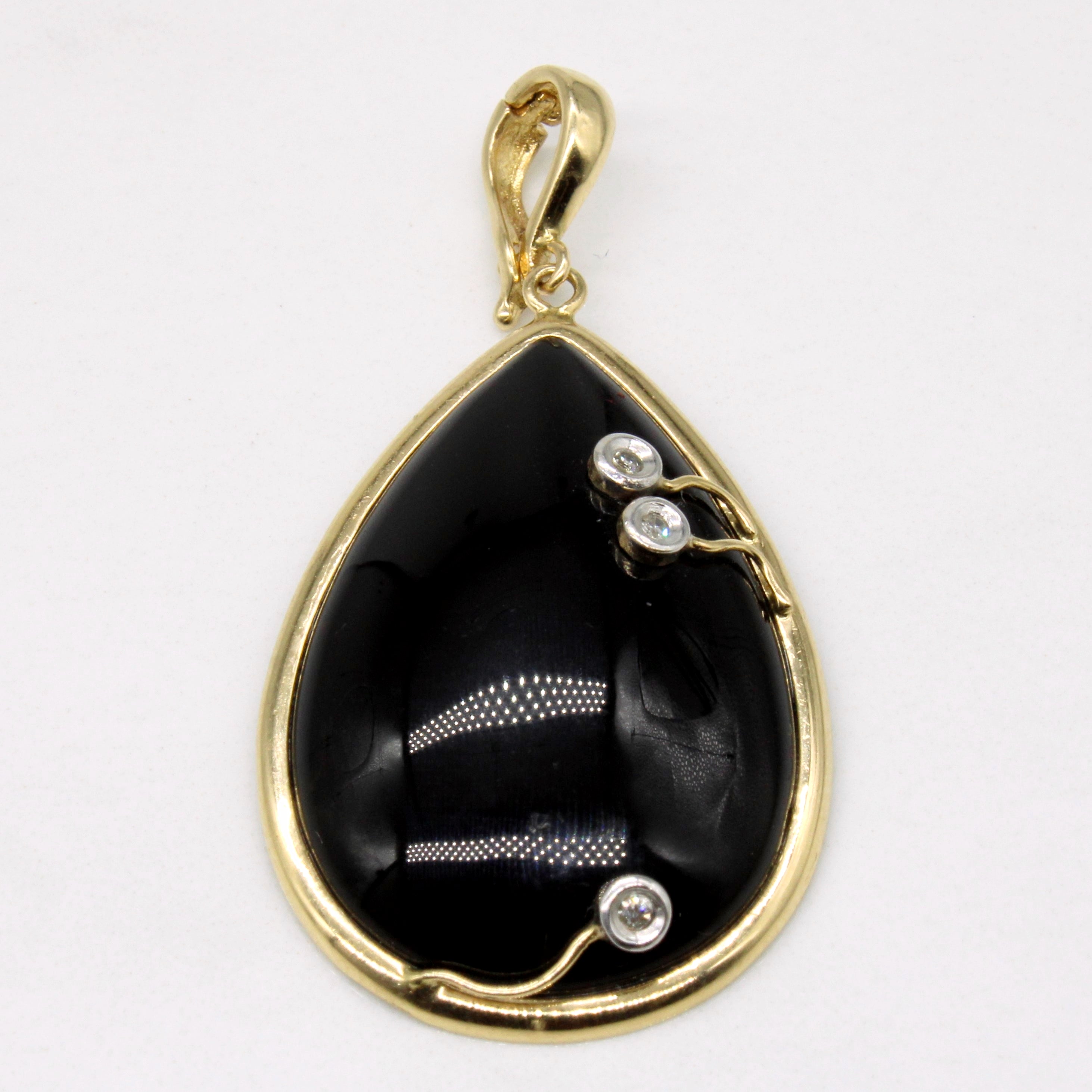 Onyx & Diamond Drop Pendant | 23.00ct, 0.02ctw |
