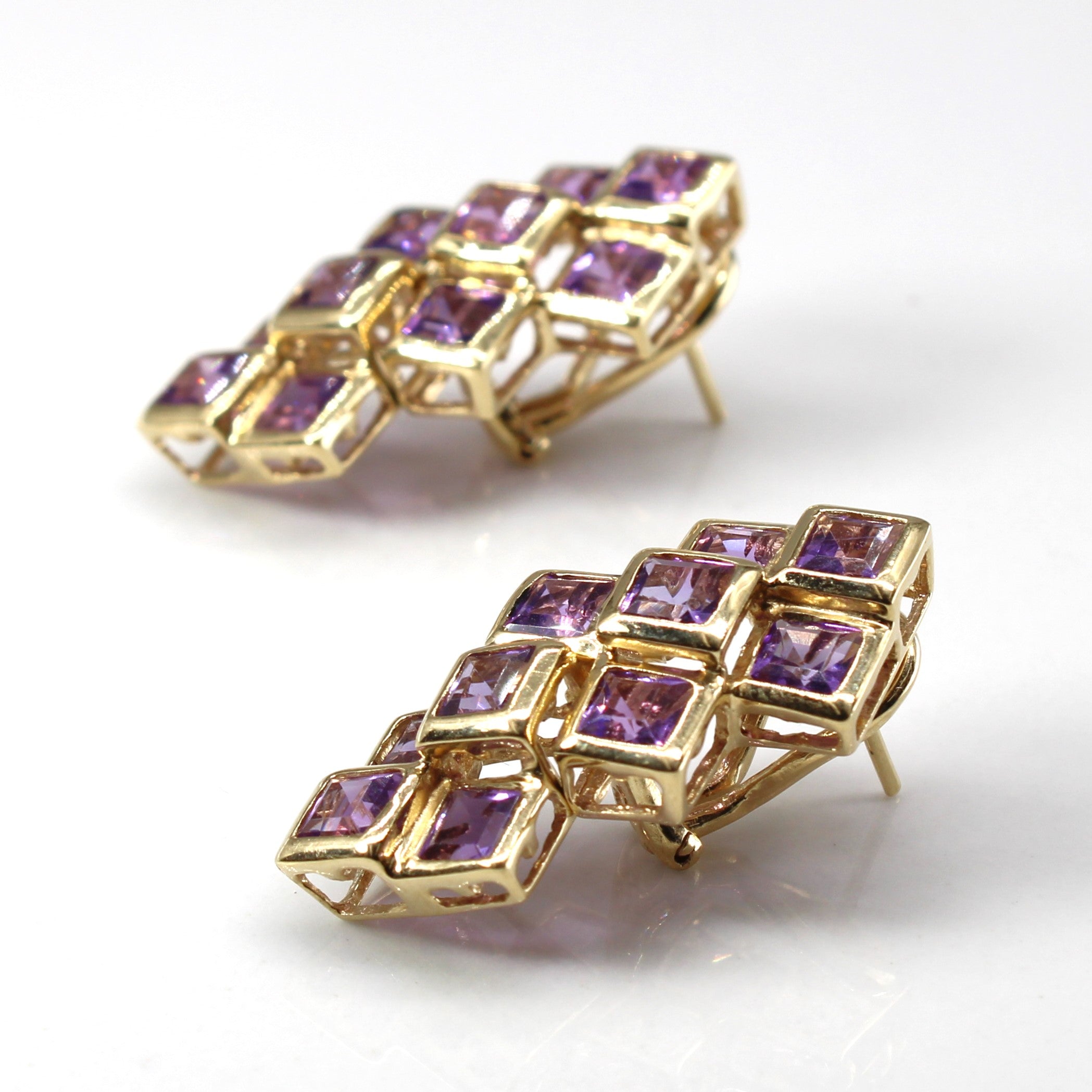 Grid Set Amethyst Earrings | 5.00ctw |