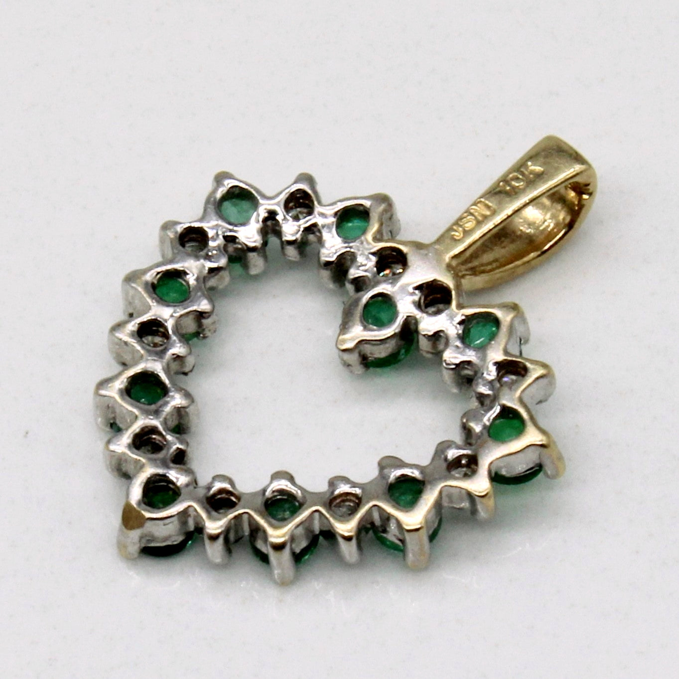 Emerald & Diamond Heart Pendant | 0.20ctw, 0.10ctw |