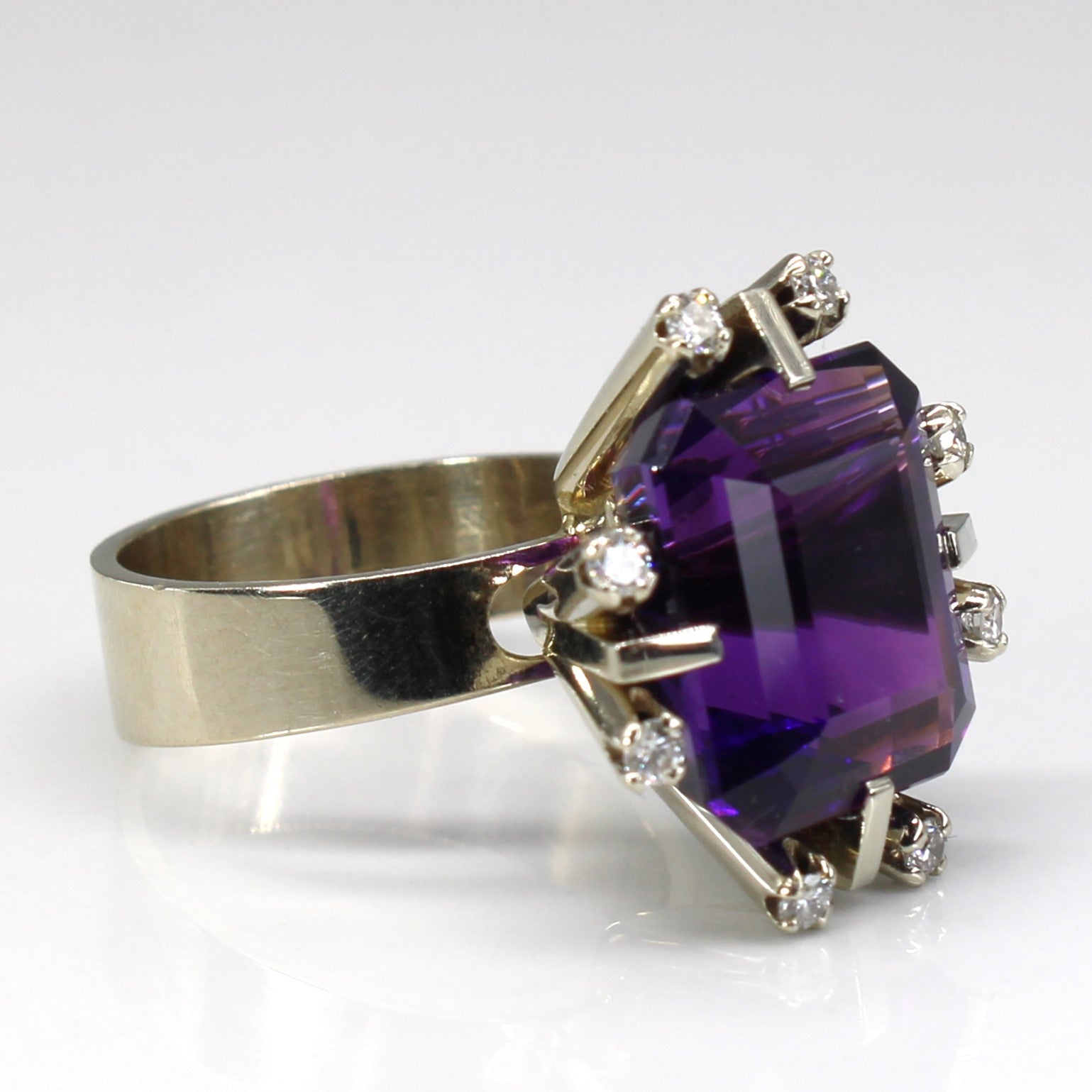 High Set Amethyst & Diamond Ring | 9.00ct | 0.18ctw | SZ 6.75 |