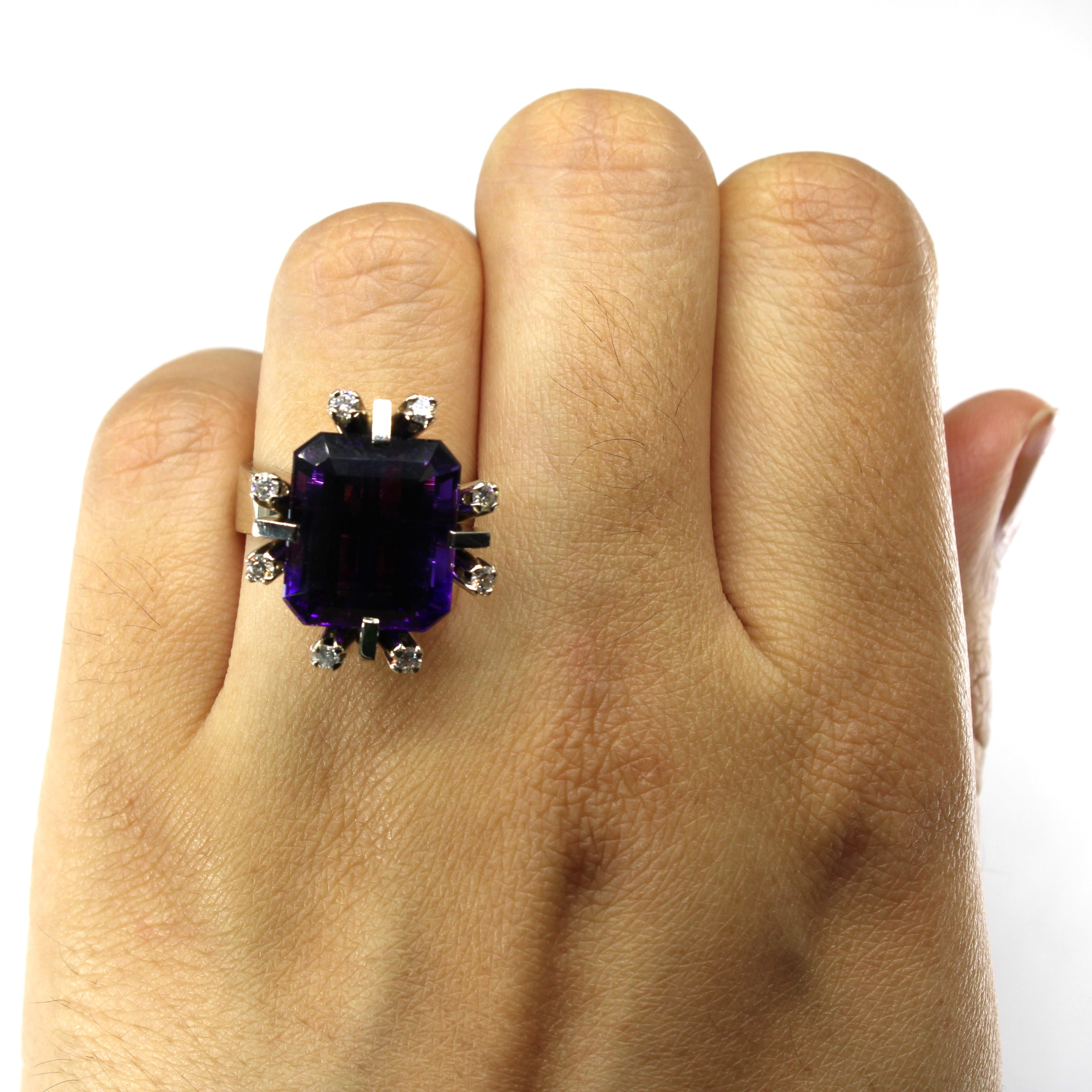 High Set Amethyst & Diamond Ring | 9.00ct | 0.18ctw | SZ 6.75 |