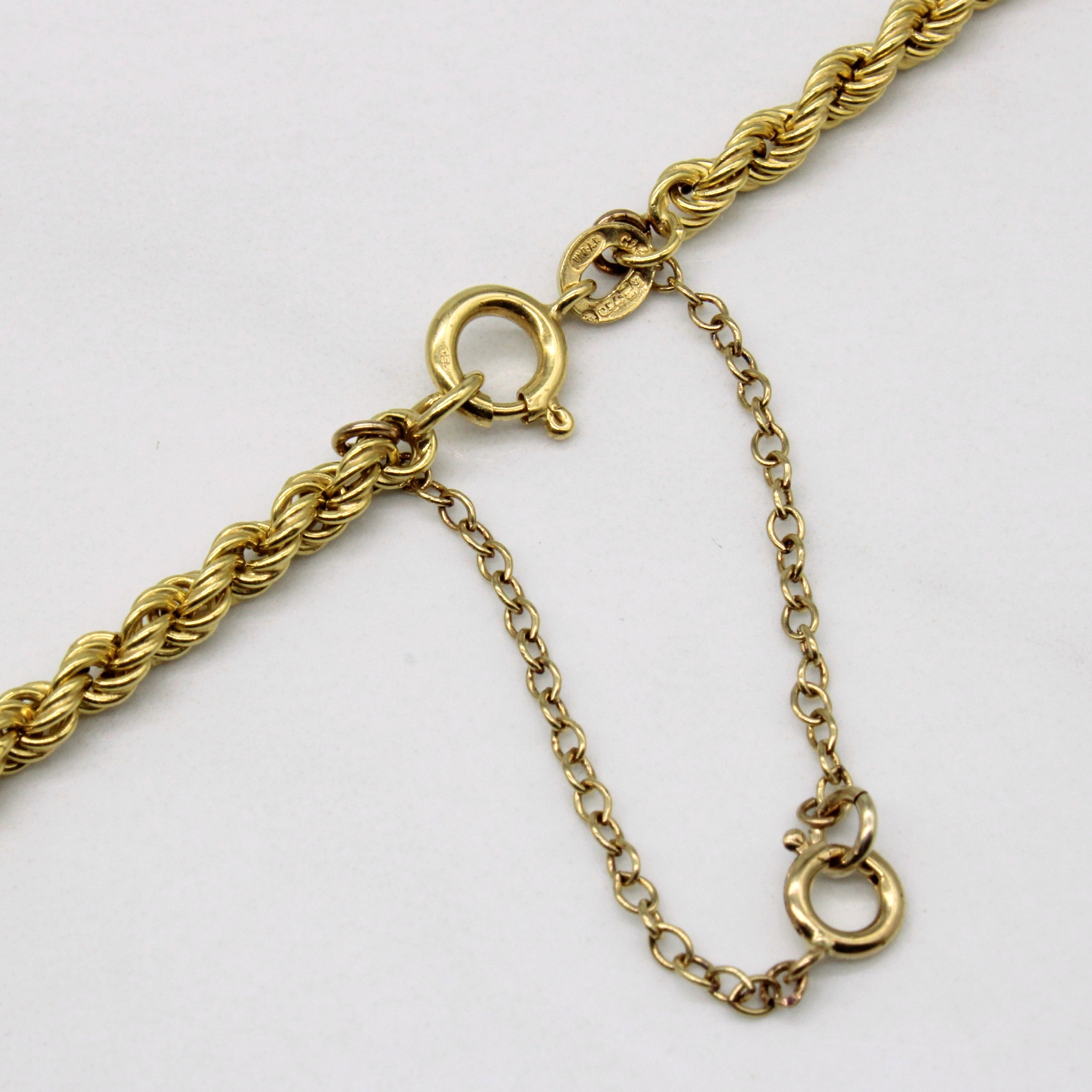 Chaîne corde vintage italienne en or jaune 18 carats | 19" |