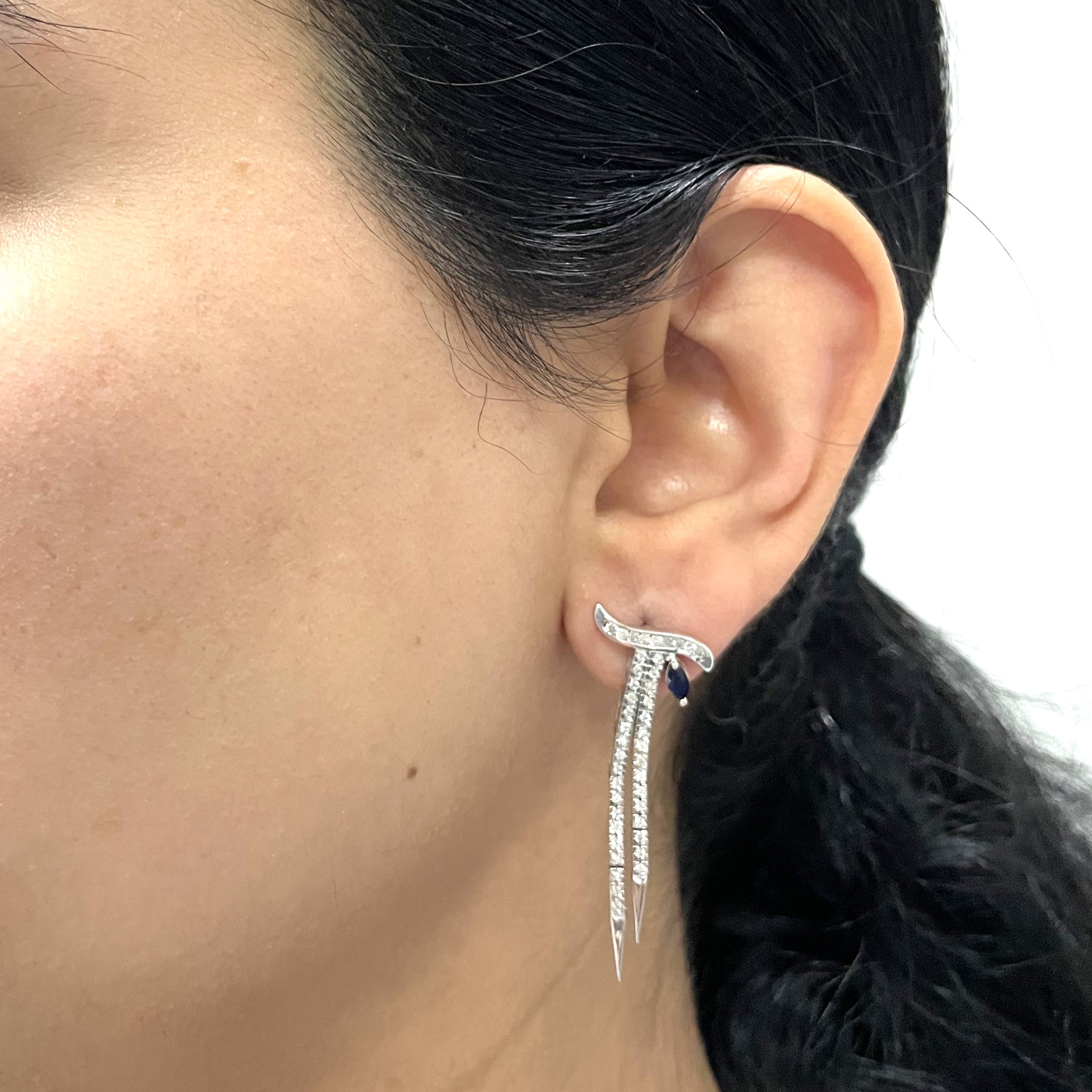 Sapphire & Diamond Dangle Earrings | 0.20ctw | 0.50ctw |