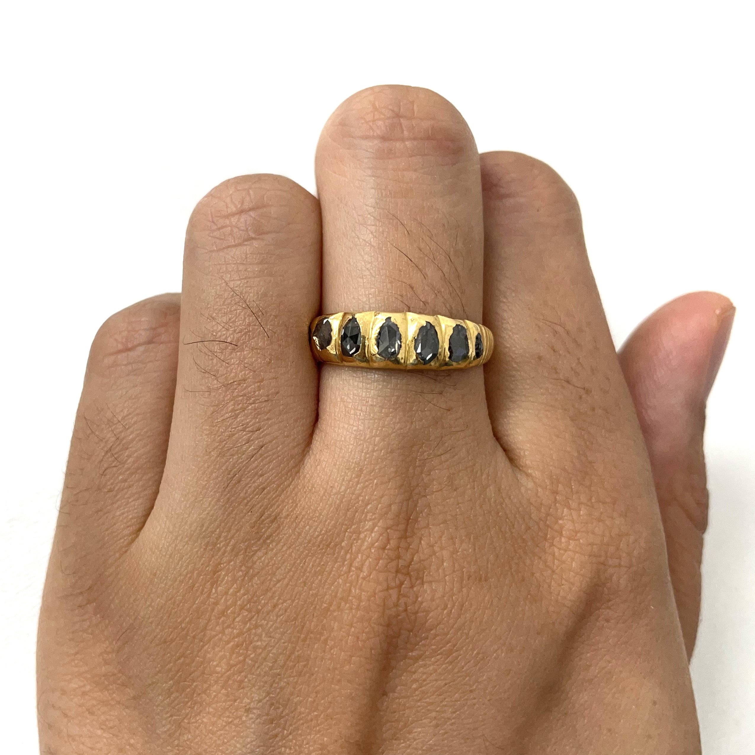 Antique Rose Cut Diamond 22K Gold Ring | 0.55ctw | SZ 7.75 |