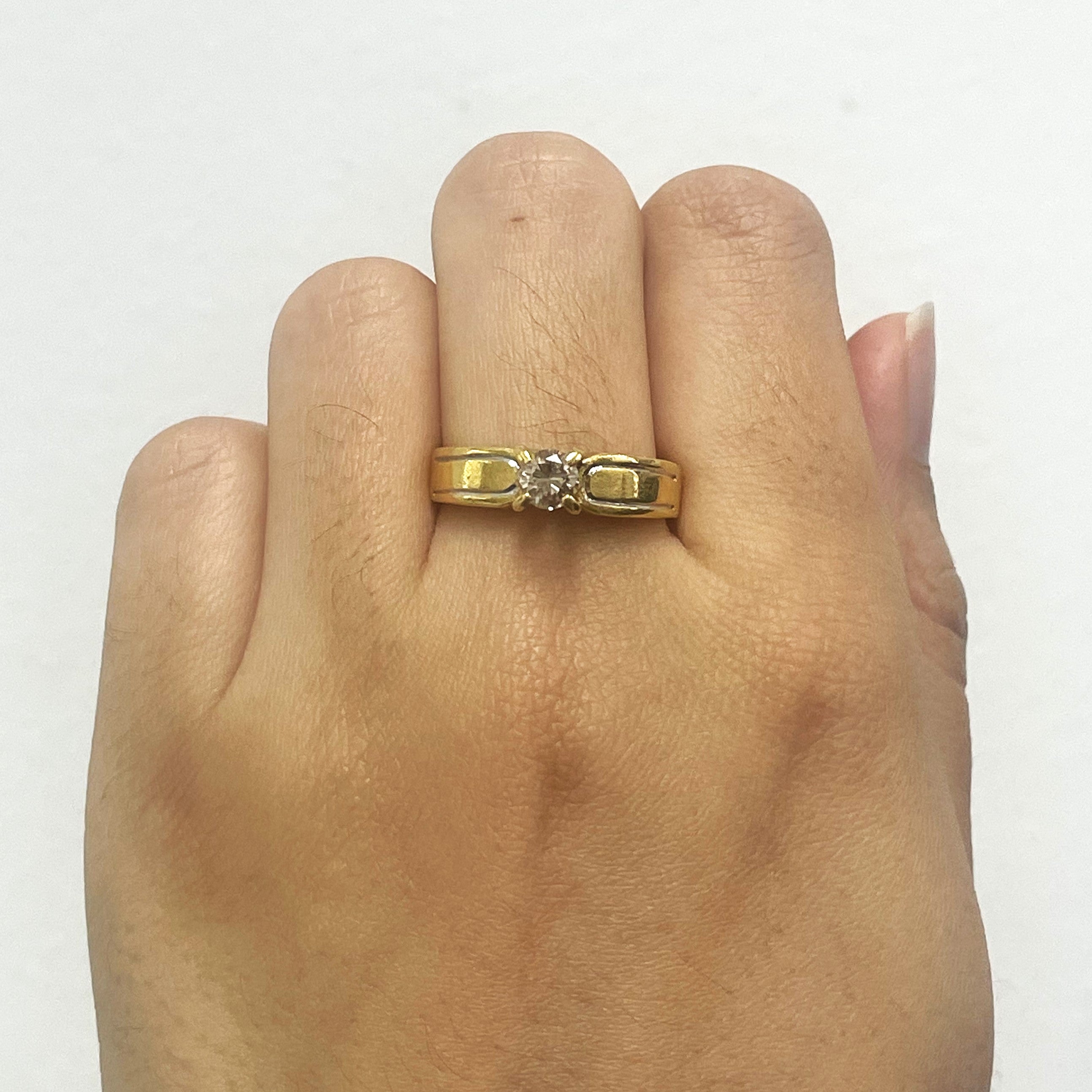 Solitaire Diamond 21k Gold Ring | 0.40ct | SZ 8.75 |