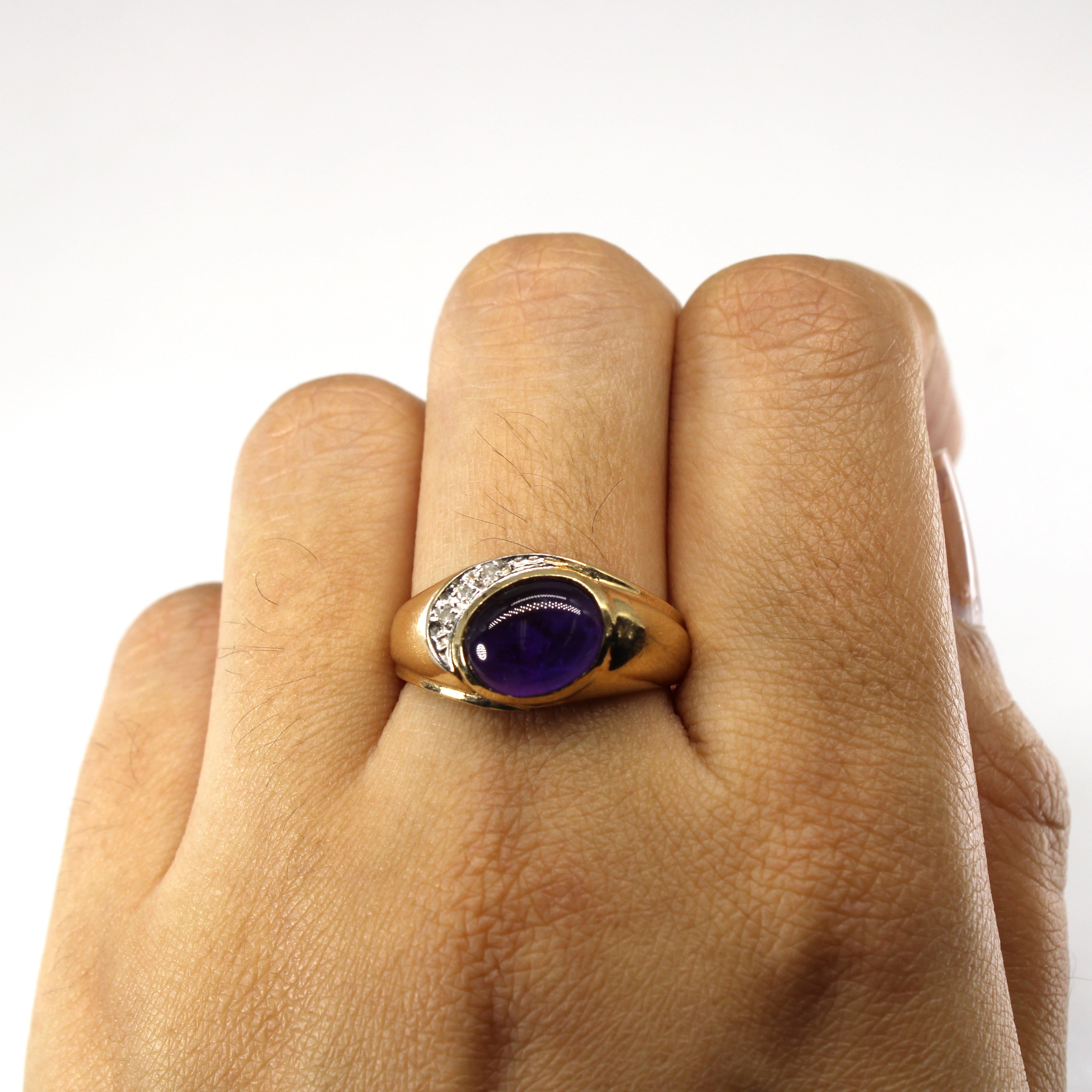 Bezel Set Amethyst & Diamond Ring | 2.86ct | 0.03ctw | SZ 8.5 |