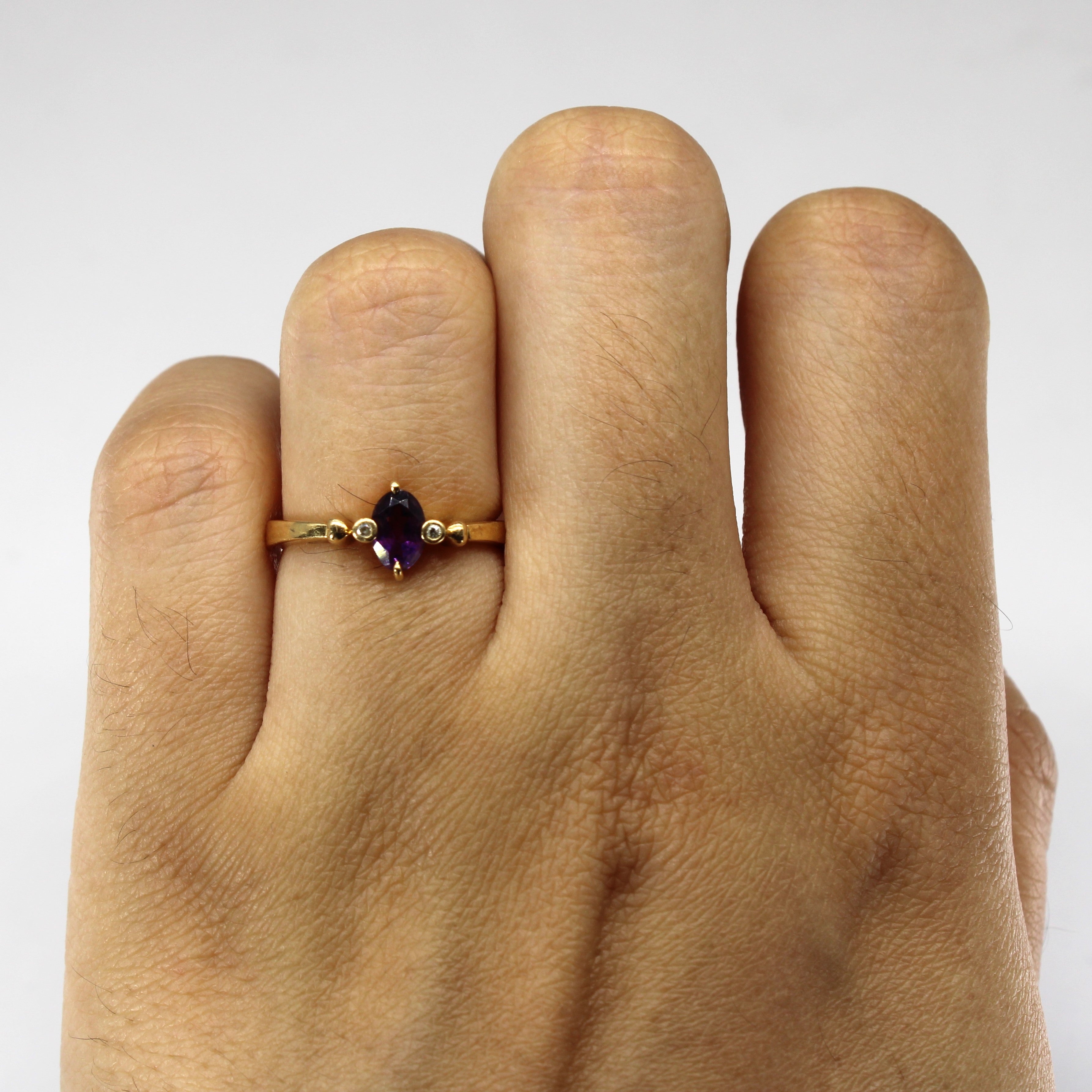Three Stone Amethyst & Diamond Ring | 0.37ct | 0.02ctw | SZ 5.5 |