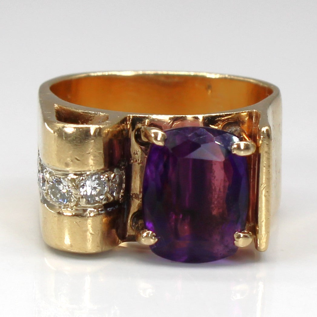 High Set Amethyst & Diamond Ring | 3.60ct | 0.21ctw | SZ 5.75 |