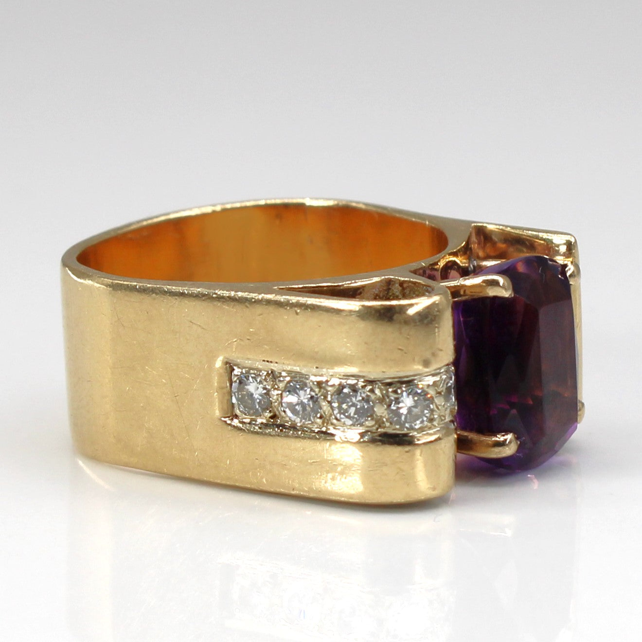 High Set Amethyst & Diamond Ring | 3.60ct | 0.21ctw | SZ 5.75 |