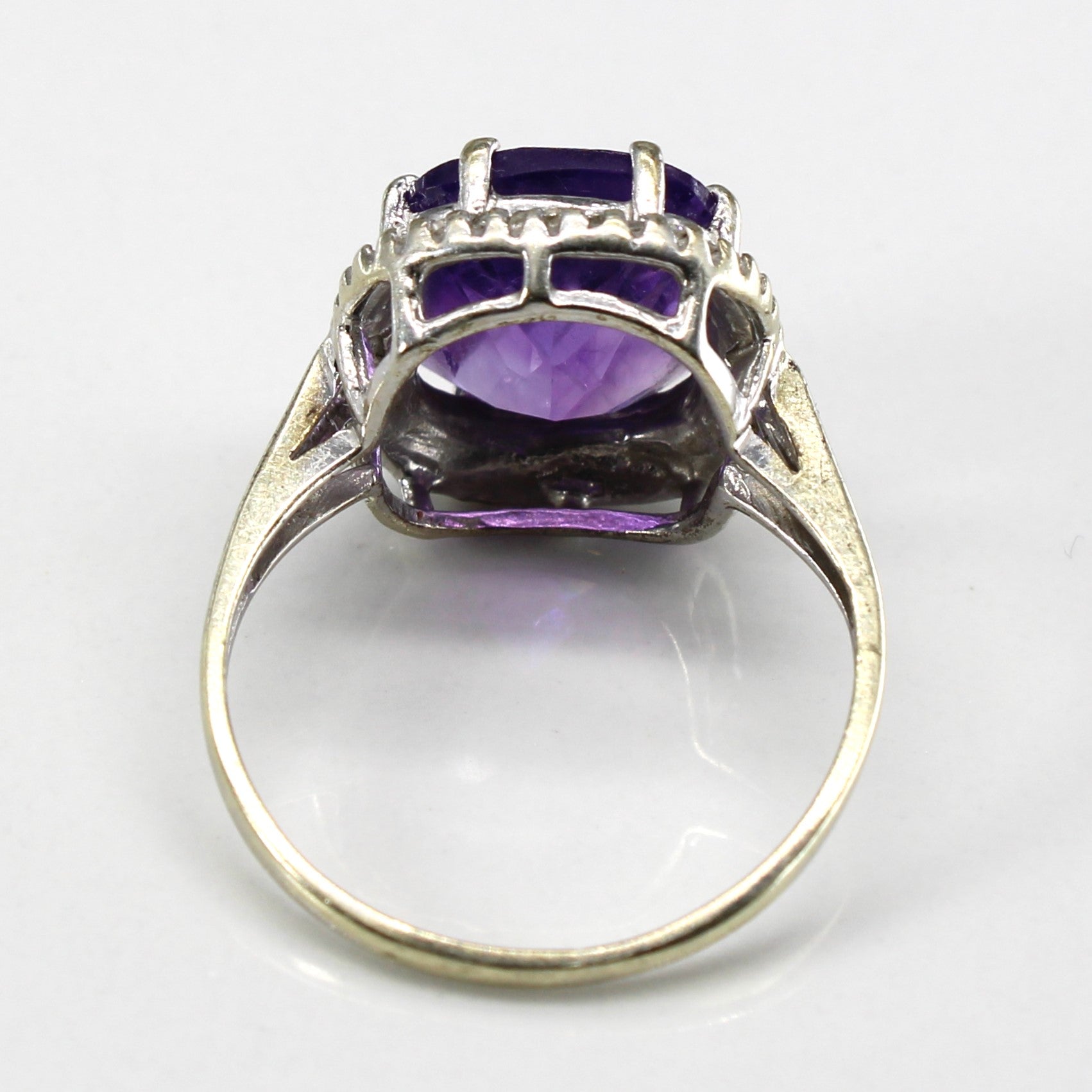 Halo Style Amethyst & Diamond Ring | 5.50ct | 0.12ctw | SZ 7.5 |