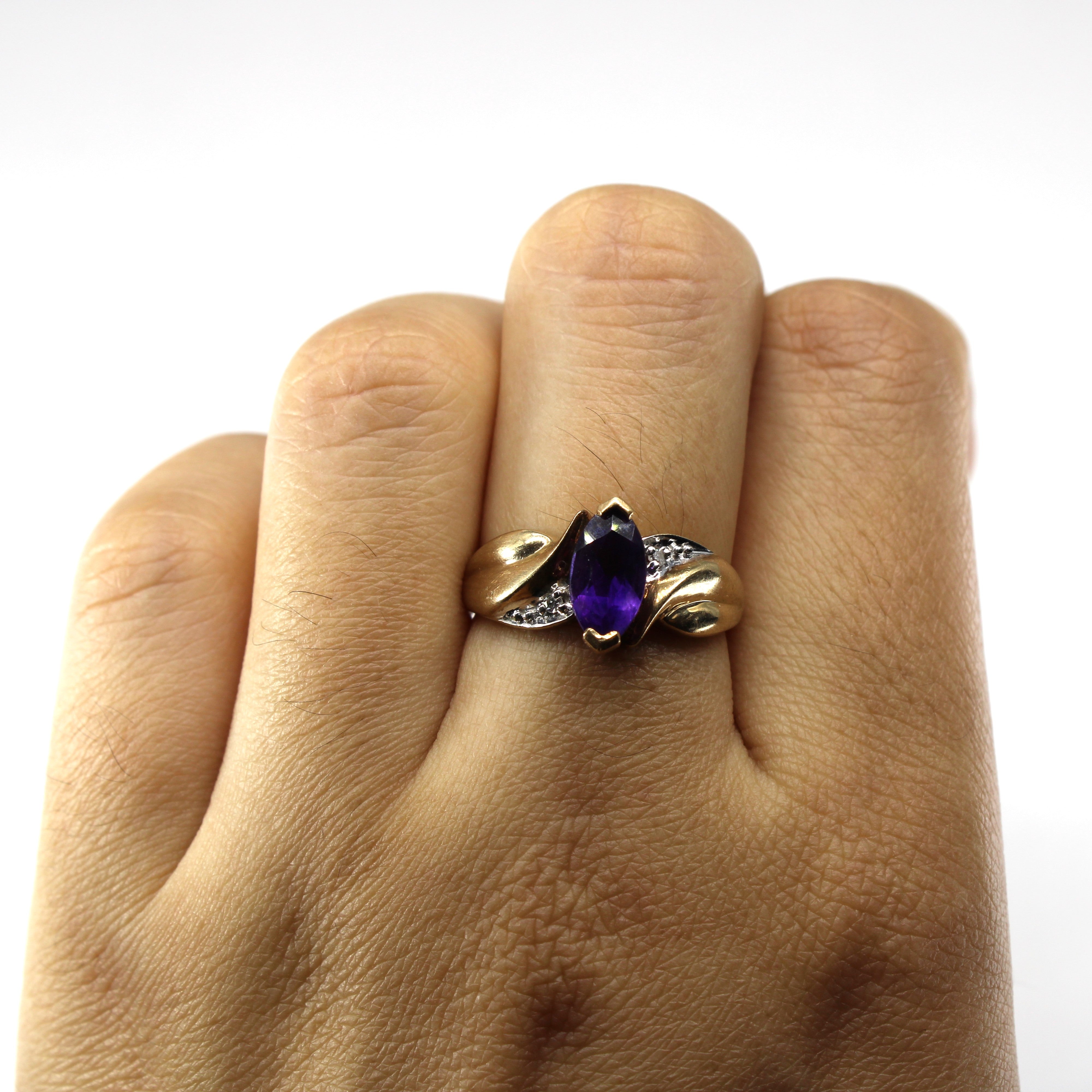 Bypass Amethyst & Diamond Ring | 0.75ct | 0.02ctw | SZ 7 |