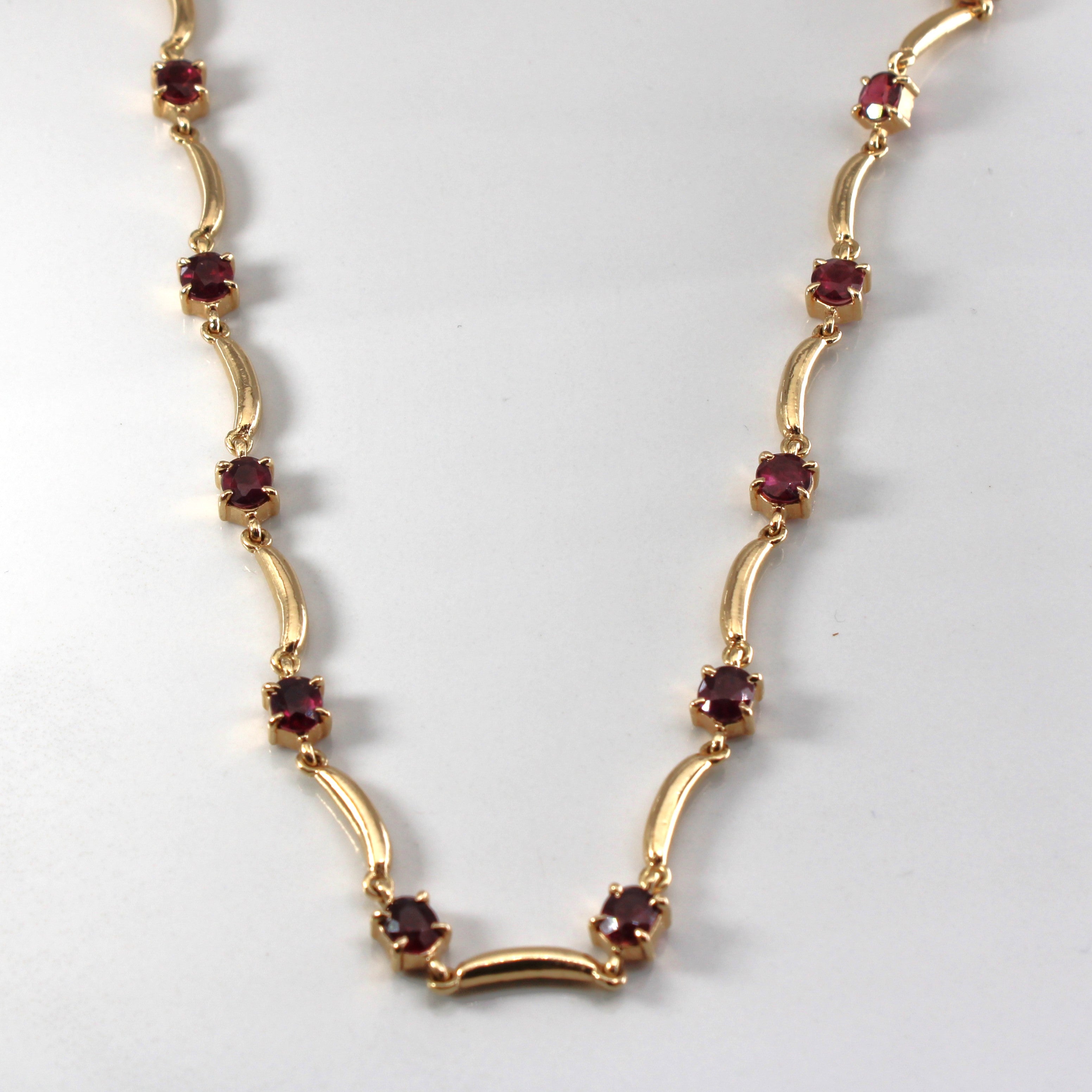 Garnet Gold Necklace | 10.40ctw | 16"|