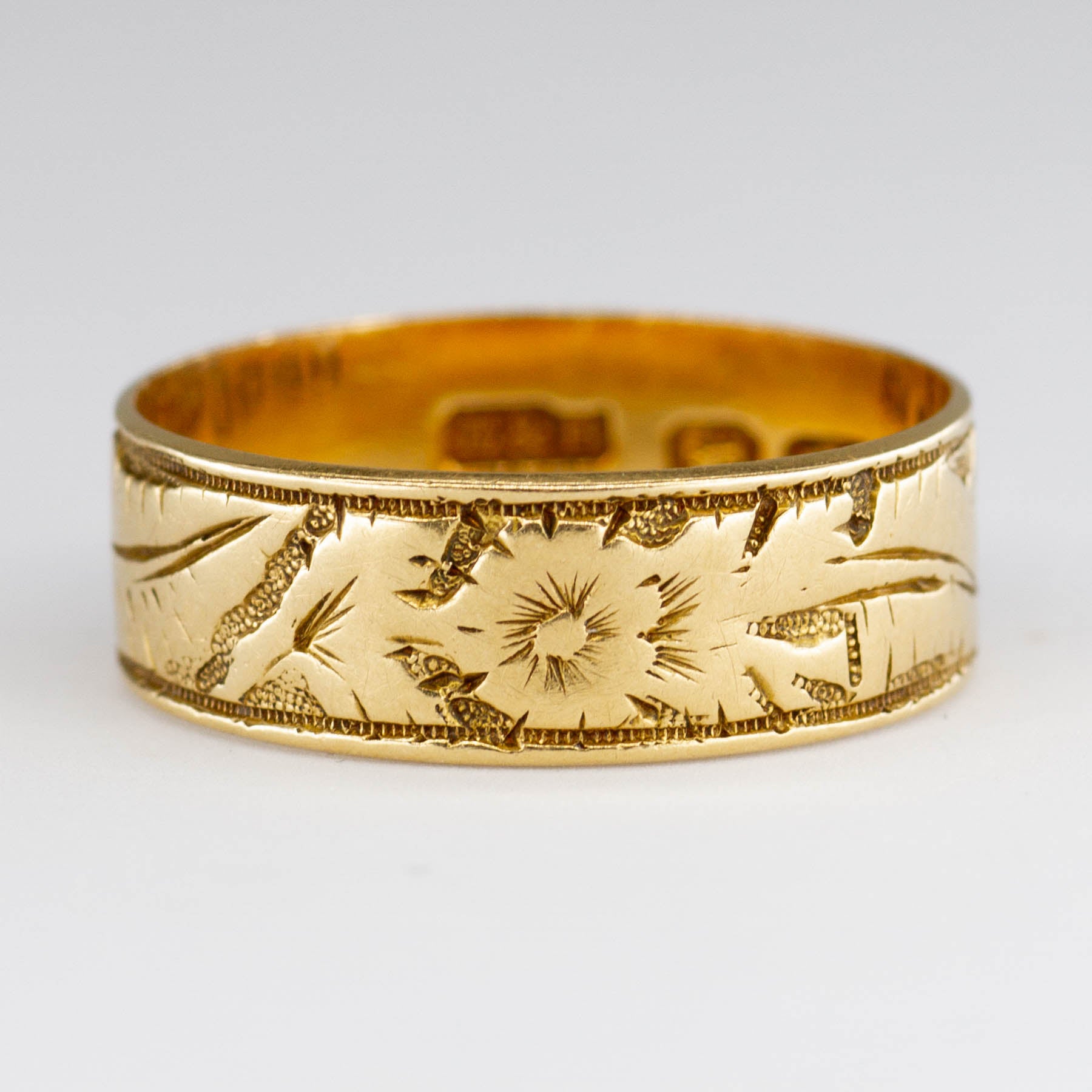 Alliance victorienne en or 18 carats à motifs, 1884 | Taille 6
