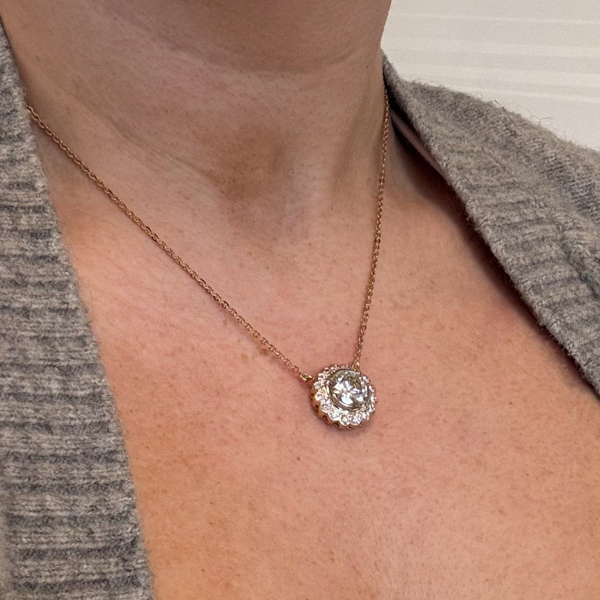 Mid-Century Diamond Necklace | 3.76ct GIA Diamond | Vintage Italian Hallmark 'Balestra' | 4.48ctw | 17" |